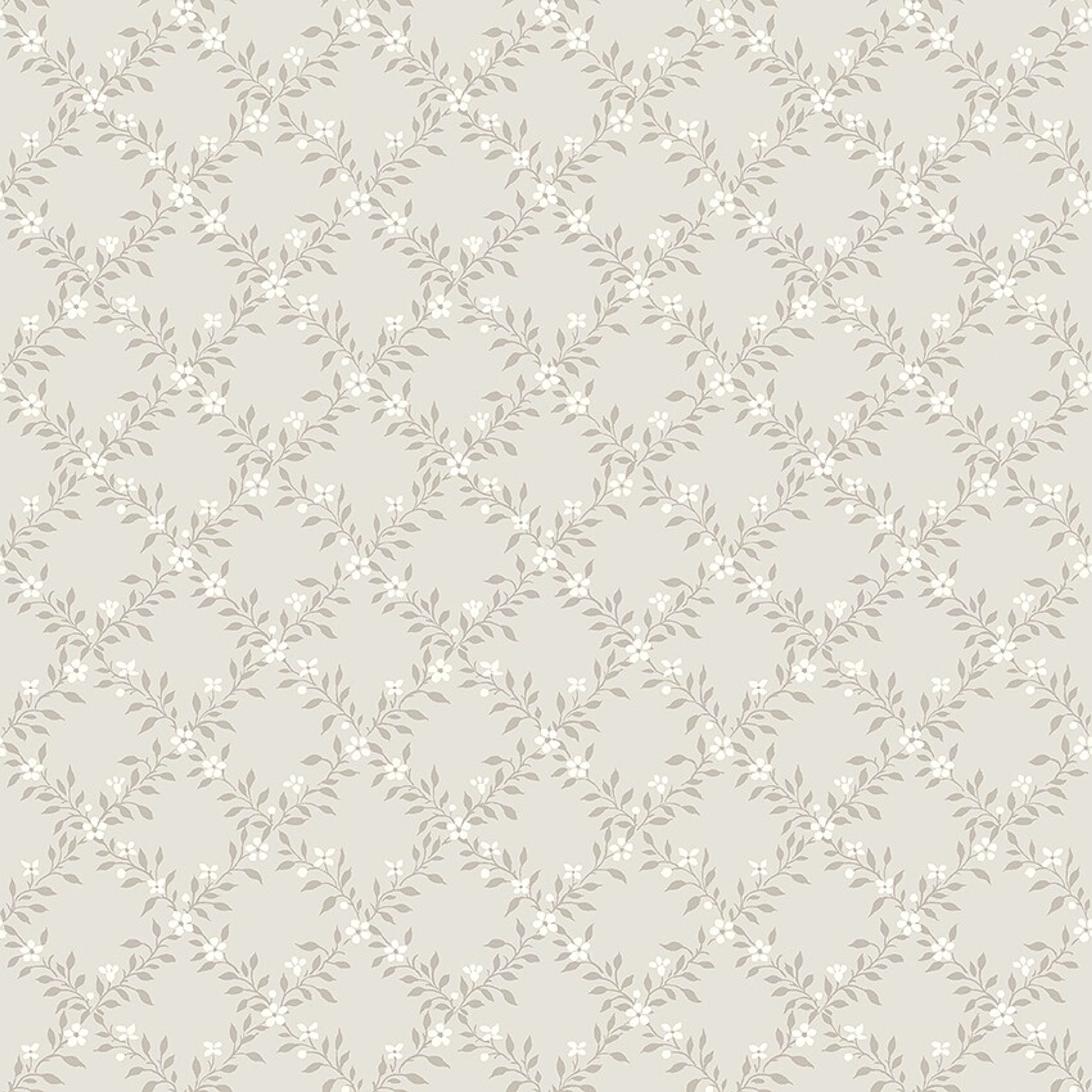 Sommarslöja tapet med trellis mönster i grå och beige. Från kollektionen timeless traditions. Nonwoven-material med rak passning.