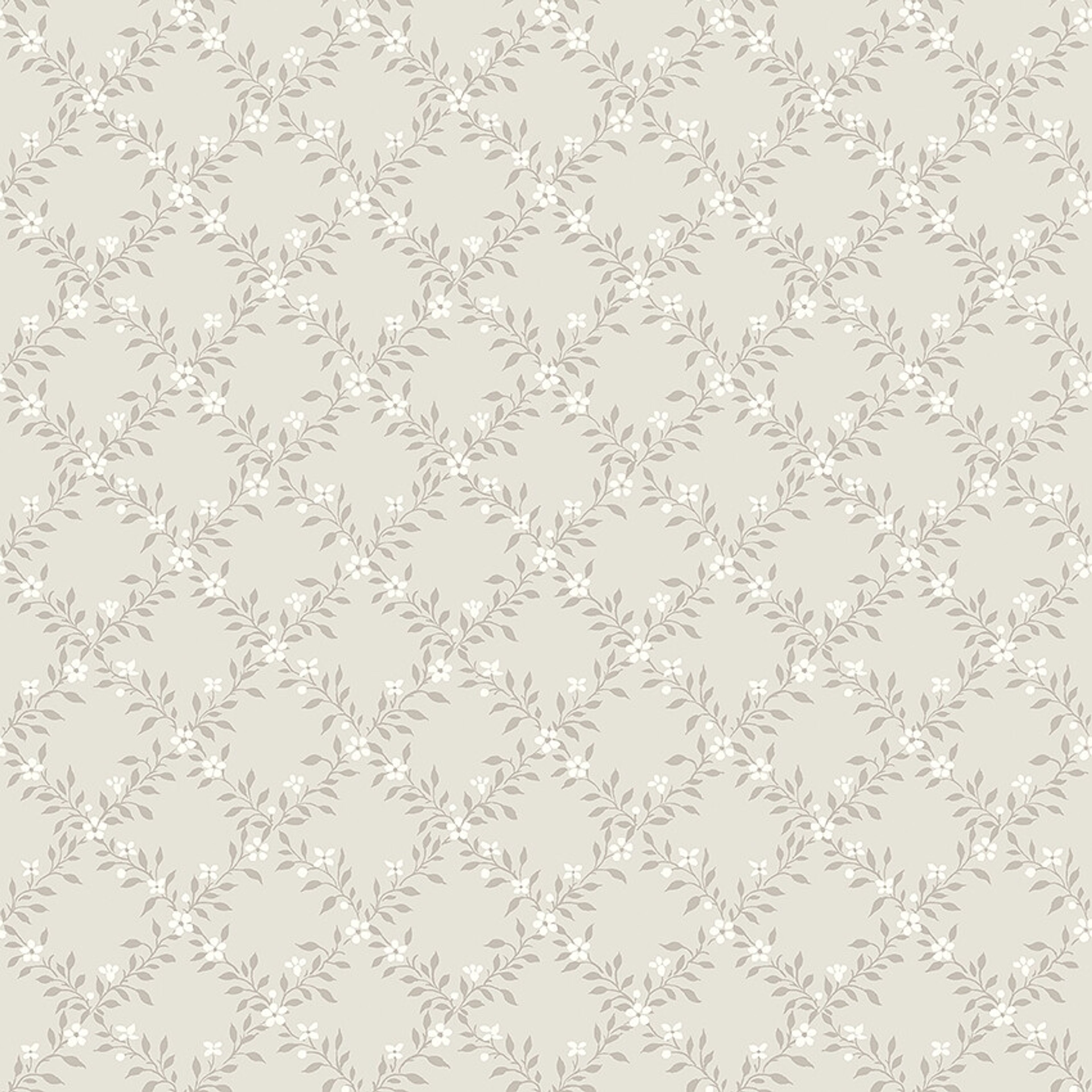 Sommarslöja tapet med trellis mönster i grå och beige. Från kollektionen timeless traditions. Nonwoven-material med rak passning.