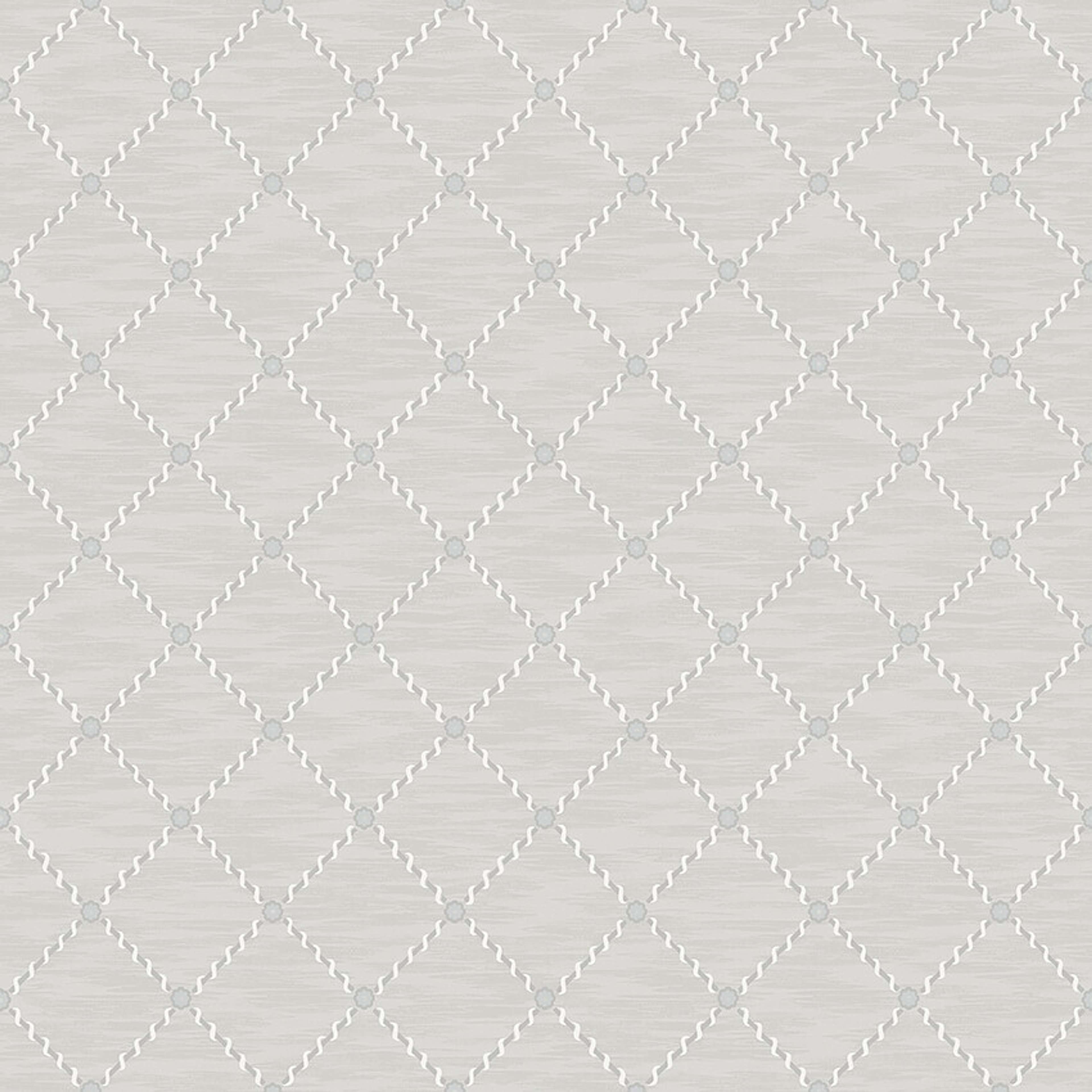 Golden Trellis grå rutmönster tapet med rutigt, trellis mönster i grå. Från kollektionen Treasured. Nonwoven-material med rak passning. Passar i kök, hall och arbetsrum.