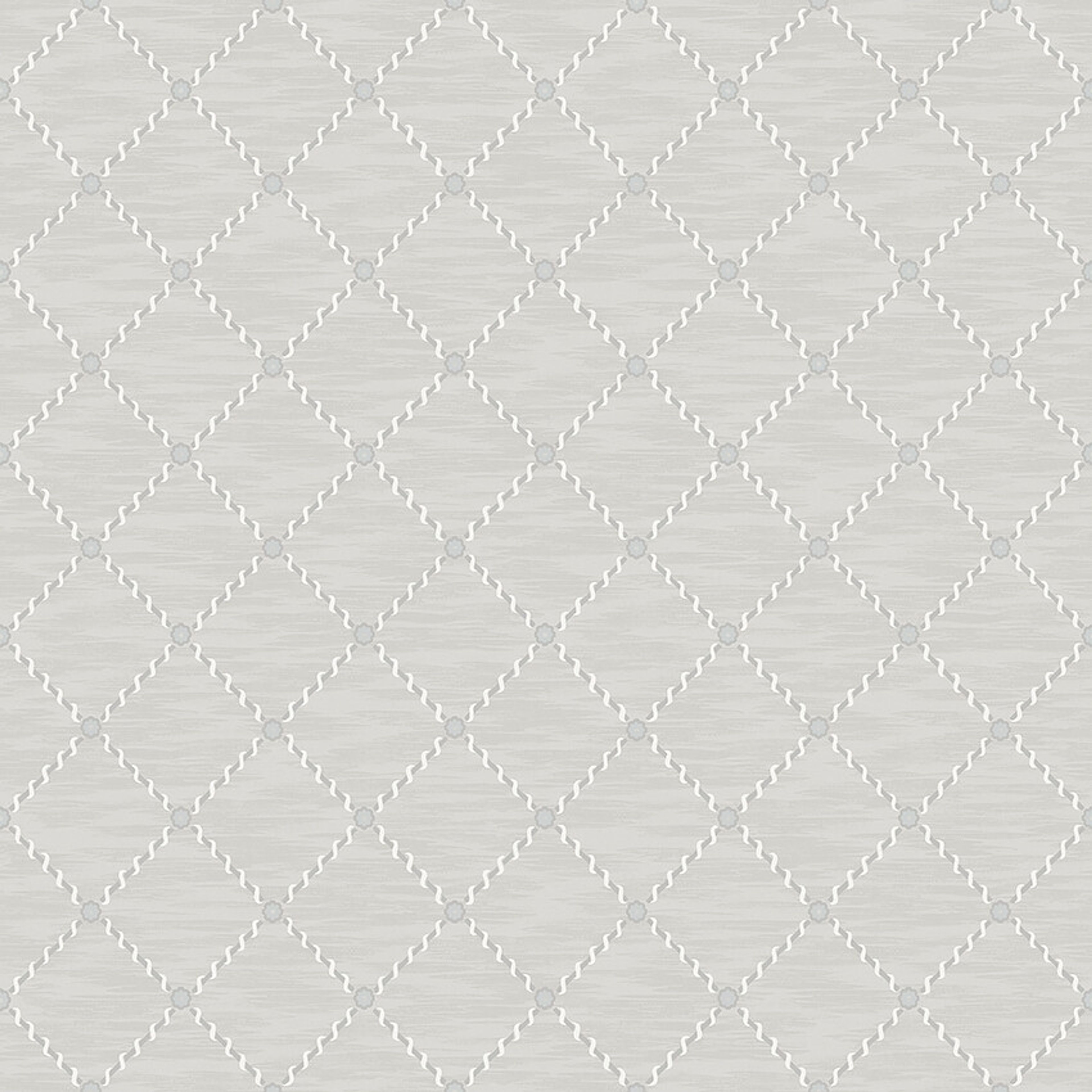 Golden Trellis grå rutmönster tapet med rutigt, trellis mönster i grå. Från kollektionen Treasured. Nonwoven-material med rak passning. Passar i kök, hall och arbetsrum.
