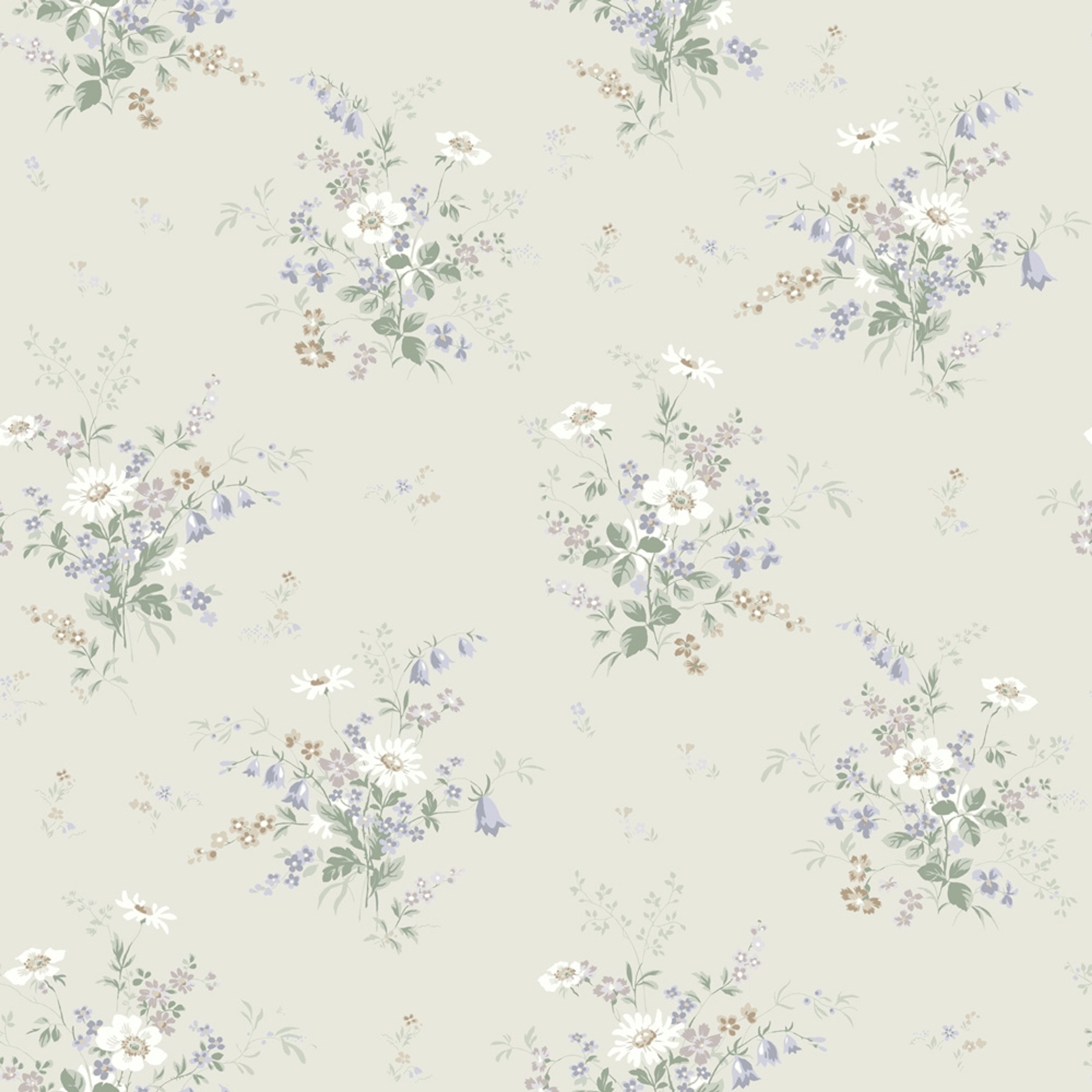 Olivia cream, tapet tapet med blommigt mönster i cream. Från kollektionen Sommaräng. Nonwoven-material med rak passning.