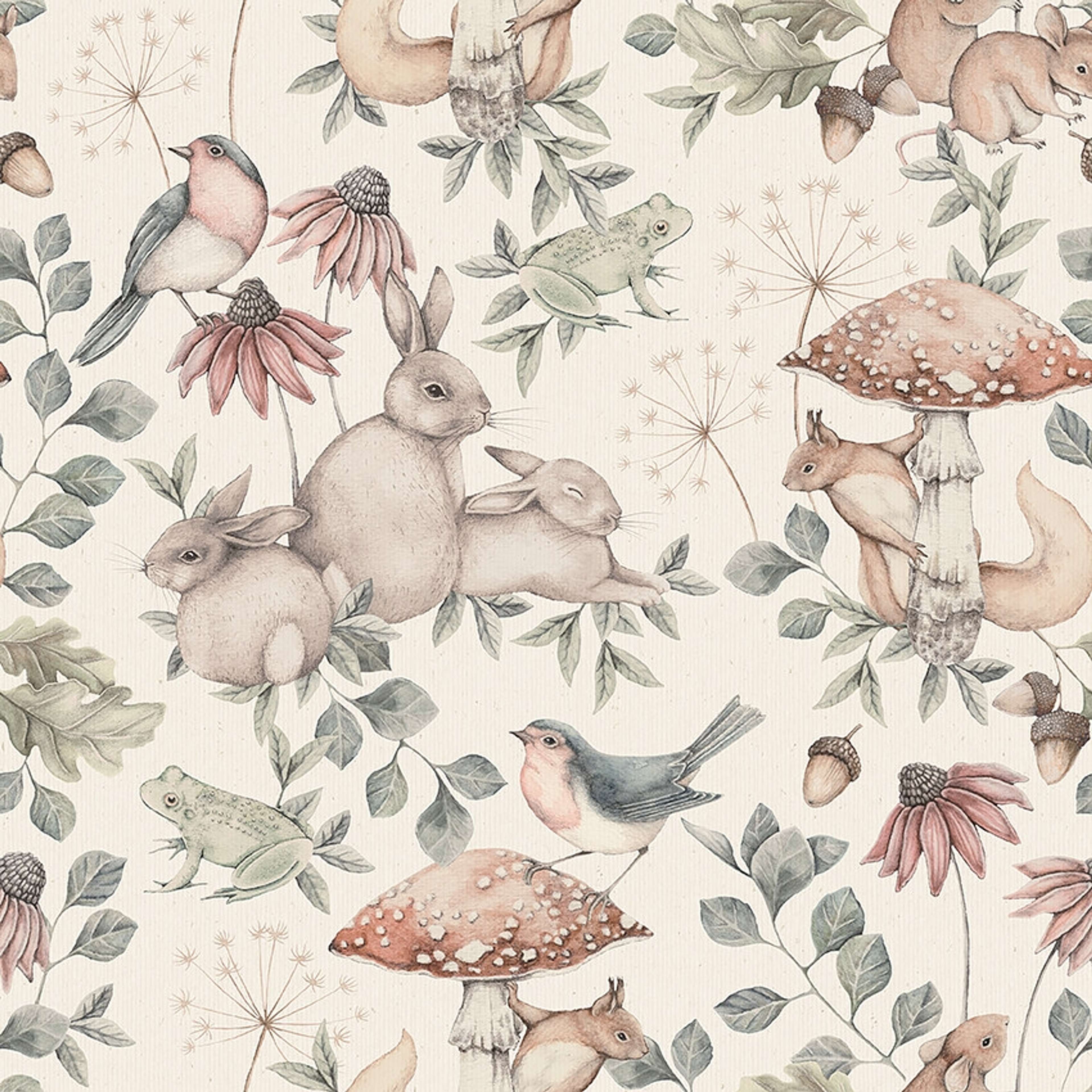 Minou beige, tapet tapet med djur, barnrum mönster i beige. Från kollektionen Newbie II Wallpaper. Nonwoven-material med rak passning. Passar i barnrum.