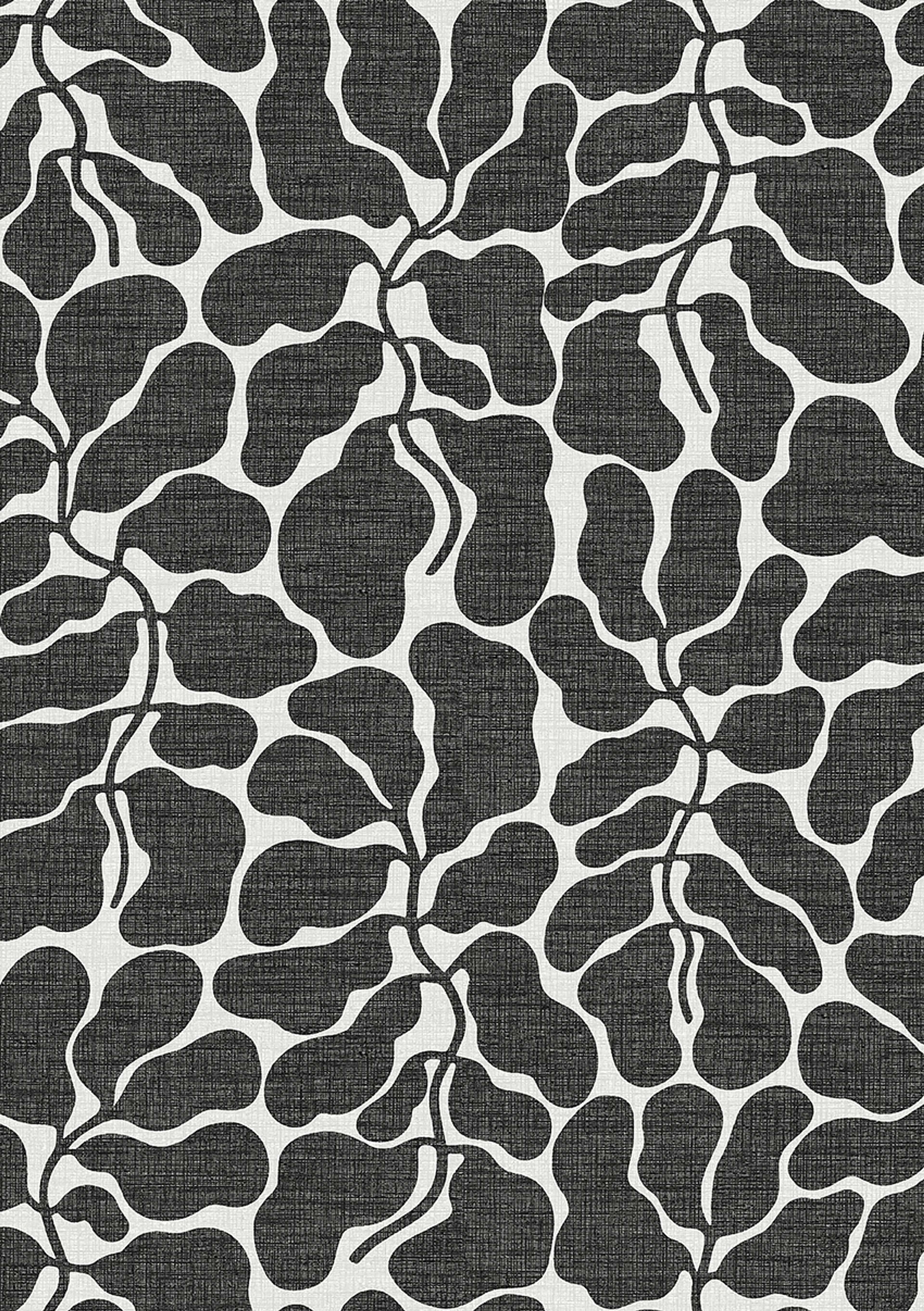 My Secret Garden, tapet tapet med botaniskt mönster i vit och svart. Från kollektionen Graphics. Nonwoven-material med förskjuten passning. Passar i vardagsrum och matsal.