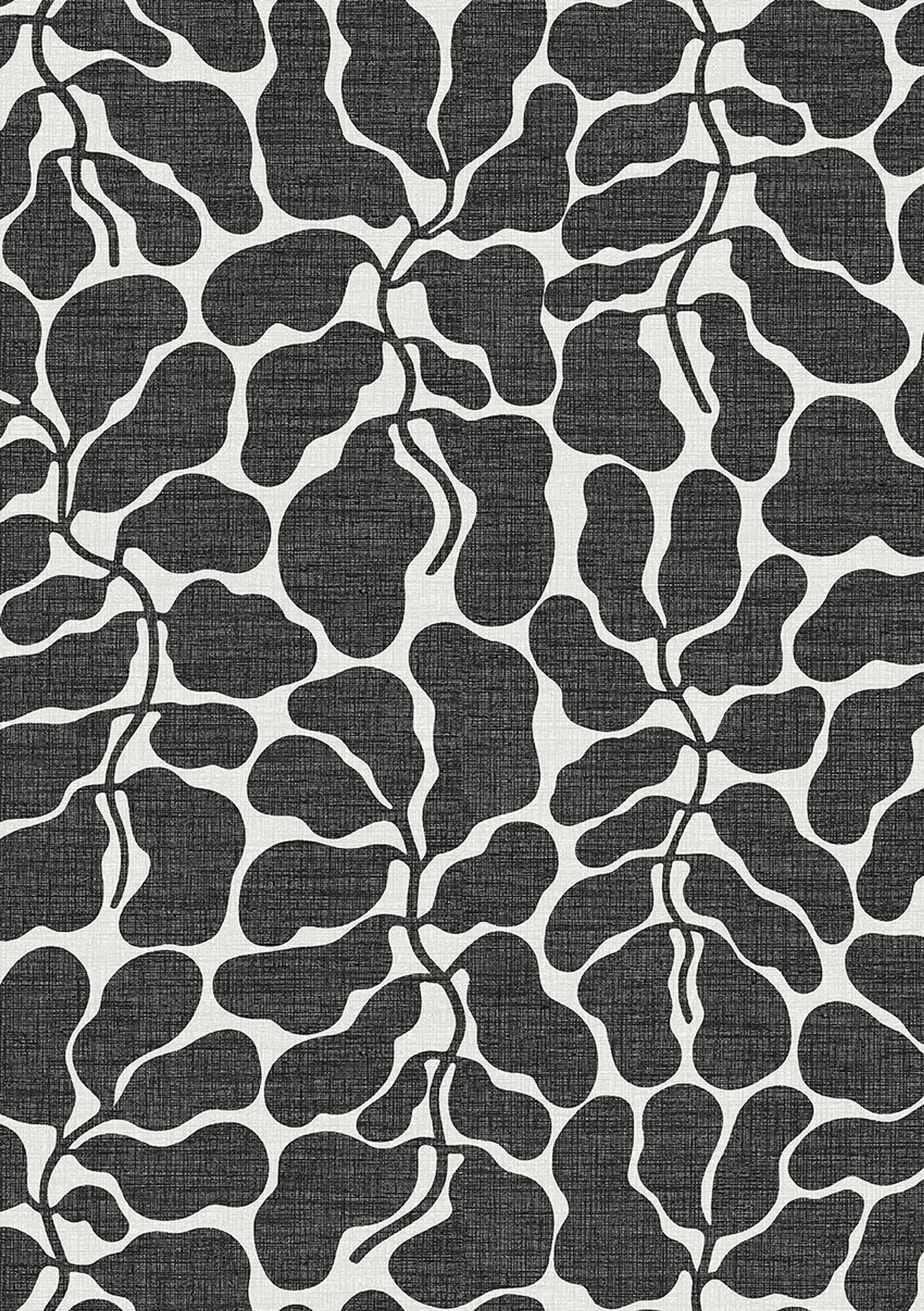 My Secret Garden, tapet tapet med botaniskt mönster i vit och svart. Från kollektionen Graphics. Nonwoven-material med förskjuten passning. Passar i vardagsrum och matsal.