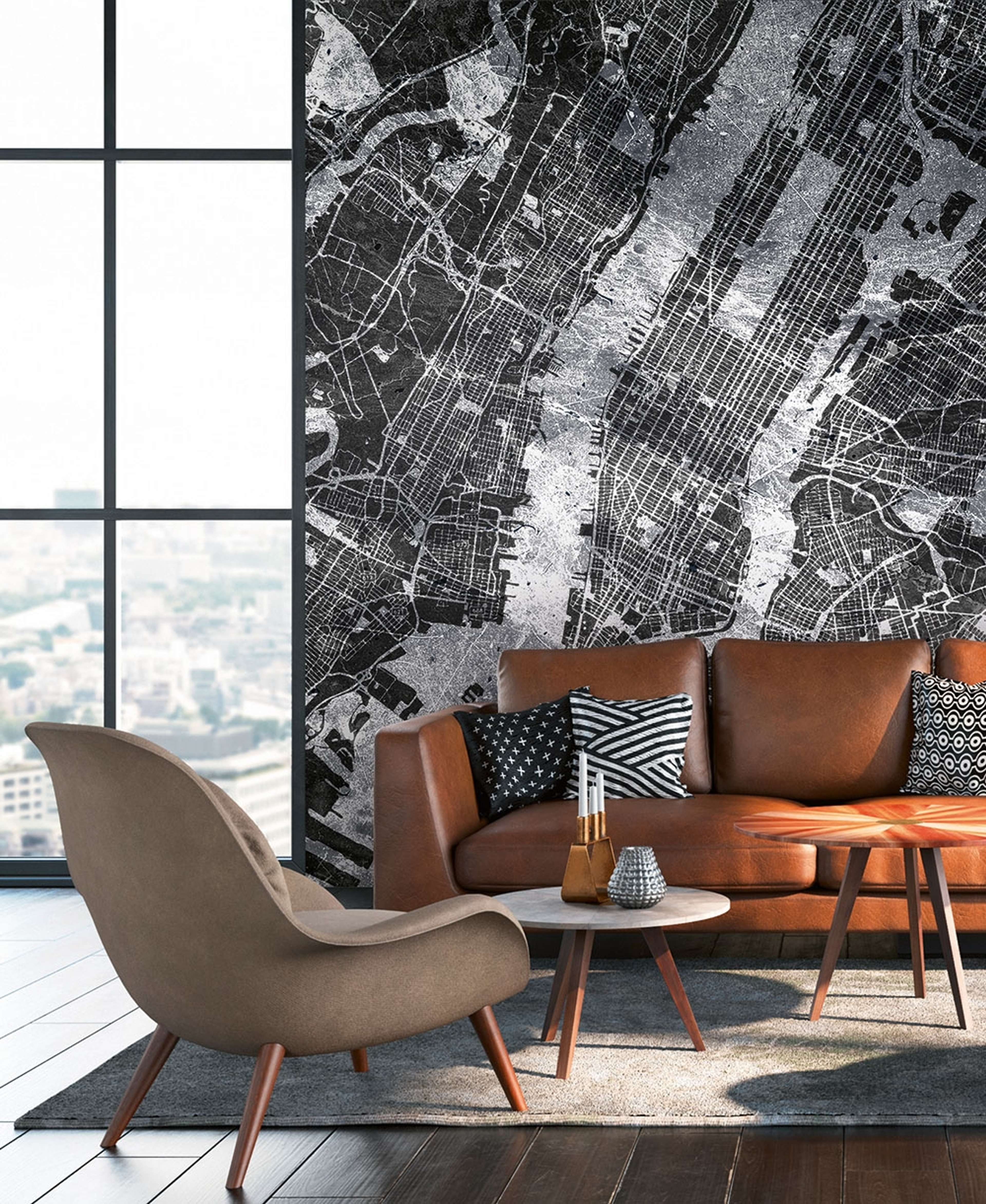 Ava digitalstrukturtapet i svart tapet med digitalfoto mönster i svart. Från kollektionen metropolitan stories 2. Nonwoven-material med fri passning. Passar i vardagsrum och matsal.