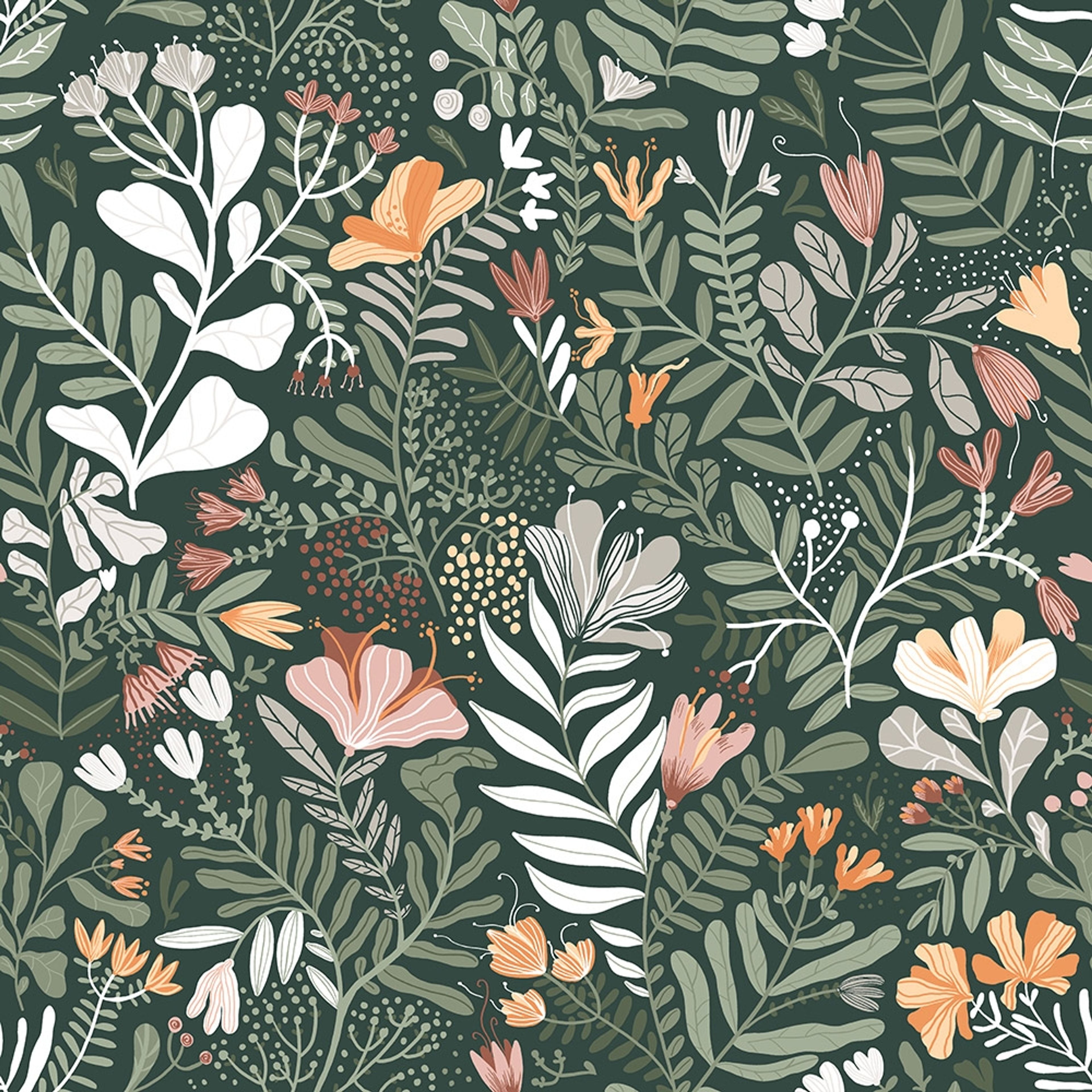 Brittsommar tapet med blommigt mönster i blå. Från kollektionen Fägring. Nonwoven-material med rak passning.