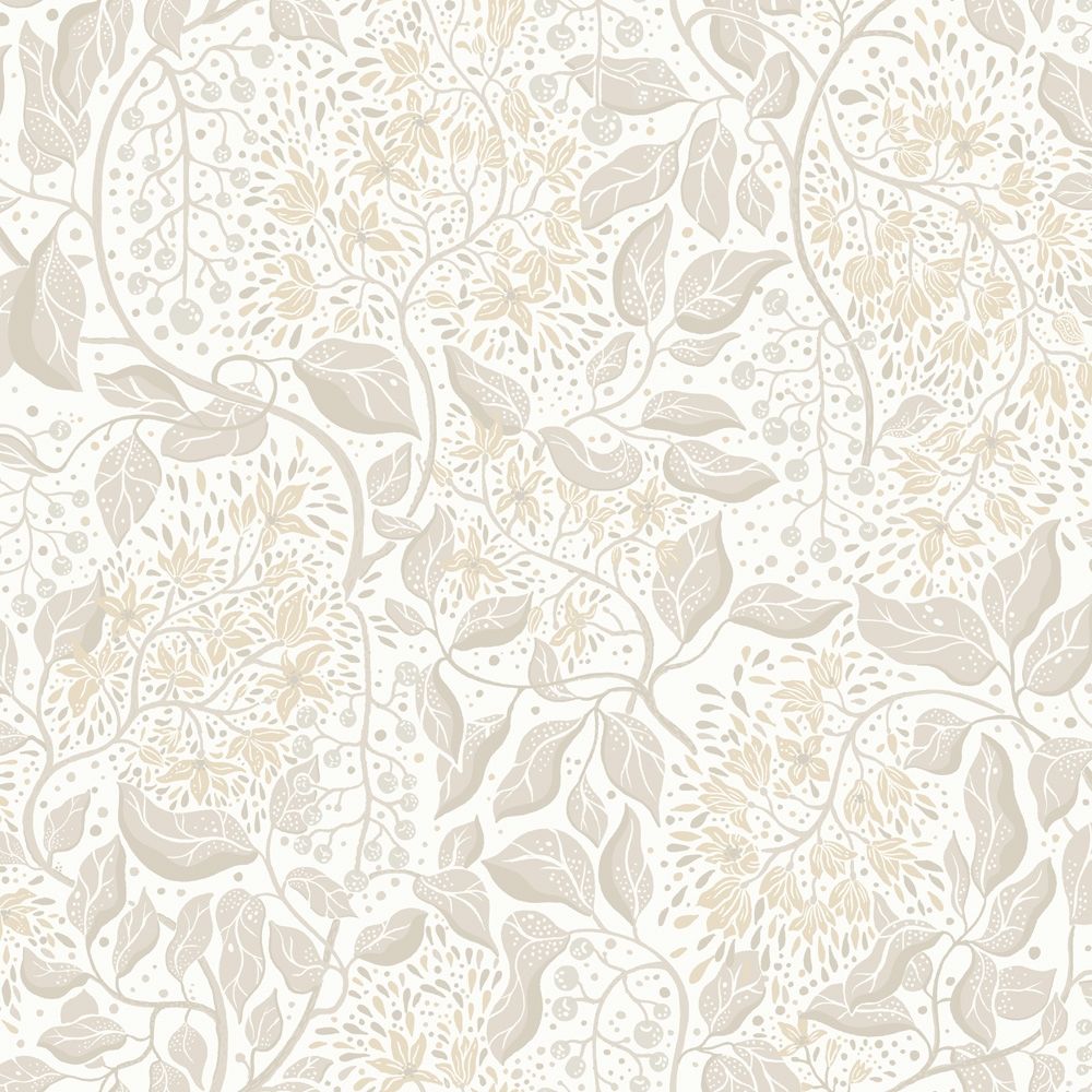 Turi tapet med blommigt mönster i vit. Från kollektionen Fägring. Nonwoven-material med förskjuten passning.