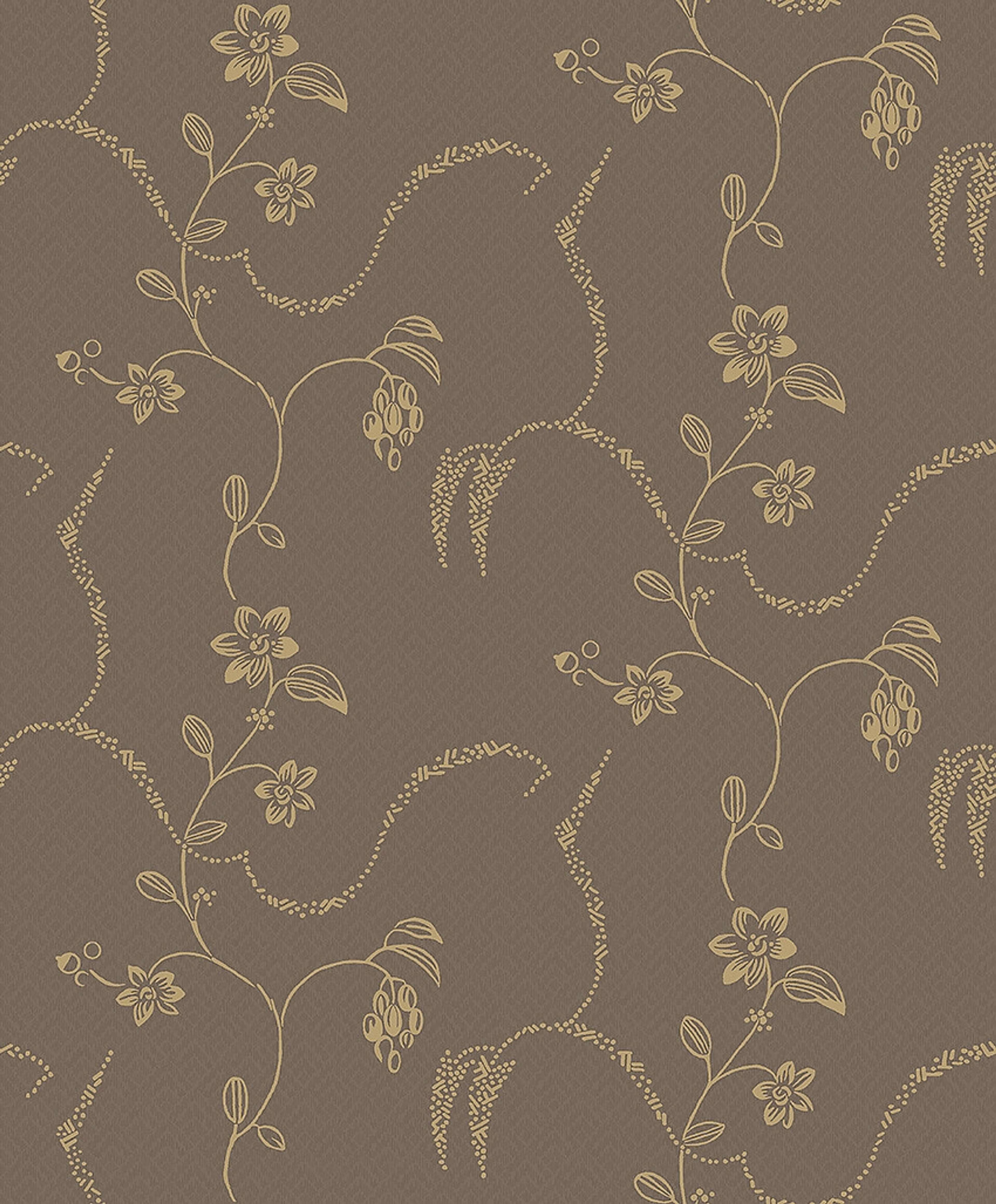 Elsie Brun Tapet tapet med blommigt mönster i brun. Från kollektionen Swedish Grace. Nonwoven-material med rak passning. Passar i vardagsrum.