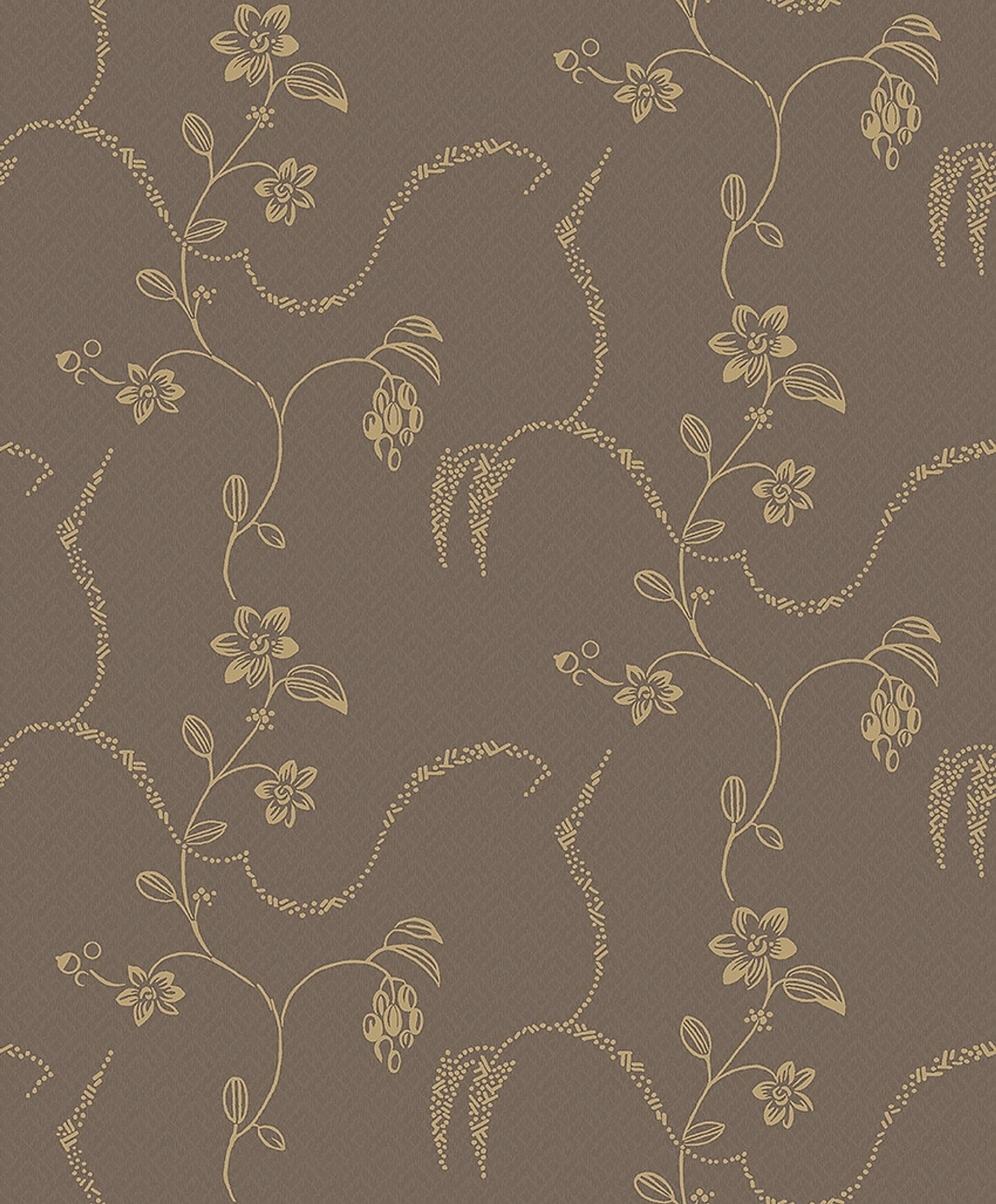Elsie Brun Tapet tapet med blommigt mönster i brun. Från kollektionen Swedish Grace. Nonwoven-material med rak passning. Passar i vardagsrum.