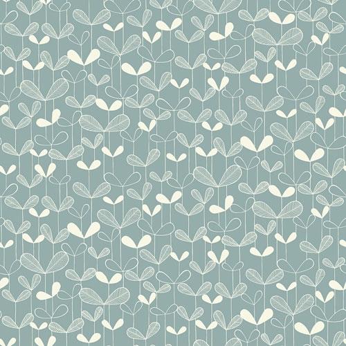 Saplings Ether tapet från Midbec med botaniskt, retro mönster i blå. Från kollektionen Kinfolk. Nonwoven-material med förskjuten passning.