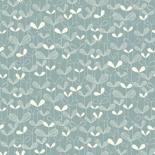 Saplings Ether tapet från Midbec med botaniskt, retro mönster i blå. Från kollektionen Kinfolk. Nonwoven-material med förskjuten passning.