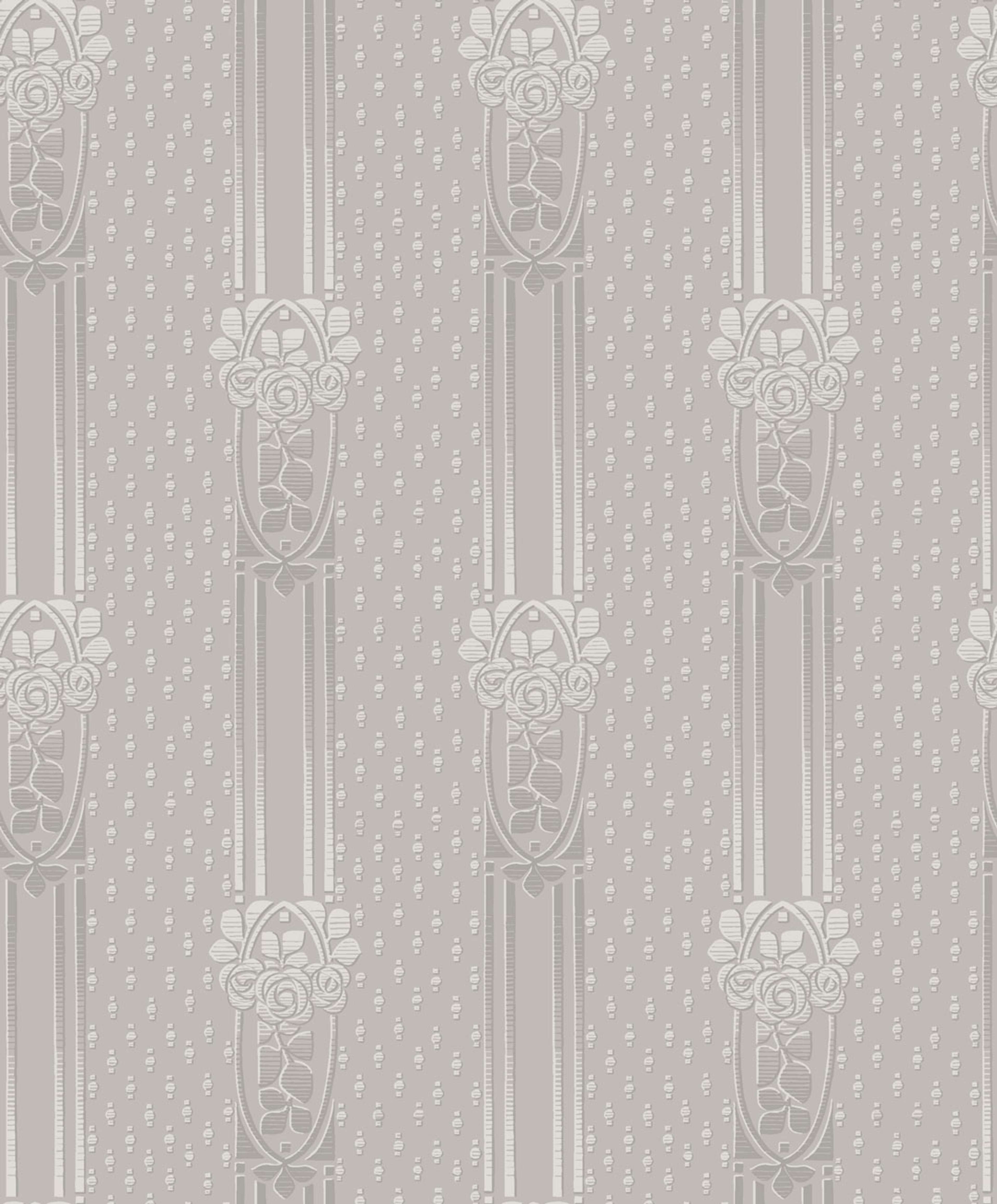Ellen tapet från Boråstapeter med randigt, blommigt mönster i vit, svart och beige. Från kollektionen anno. Nonwoven-material med rak passning. Passar i sovrum och matsal.