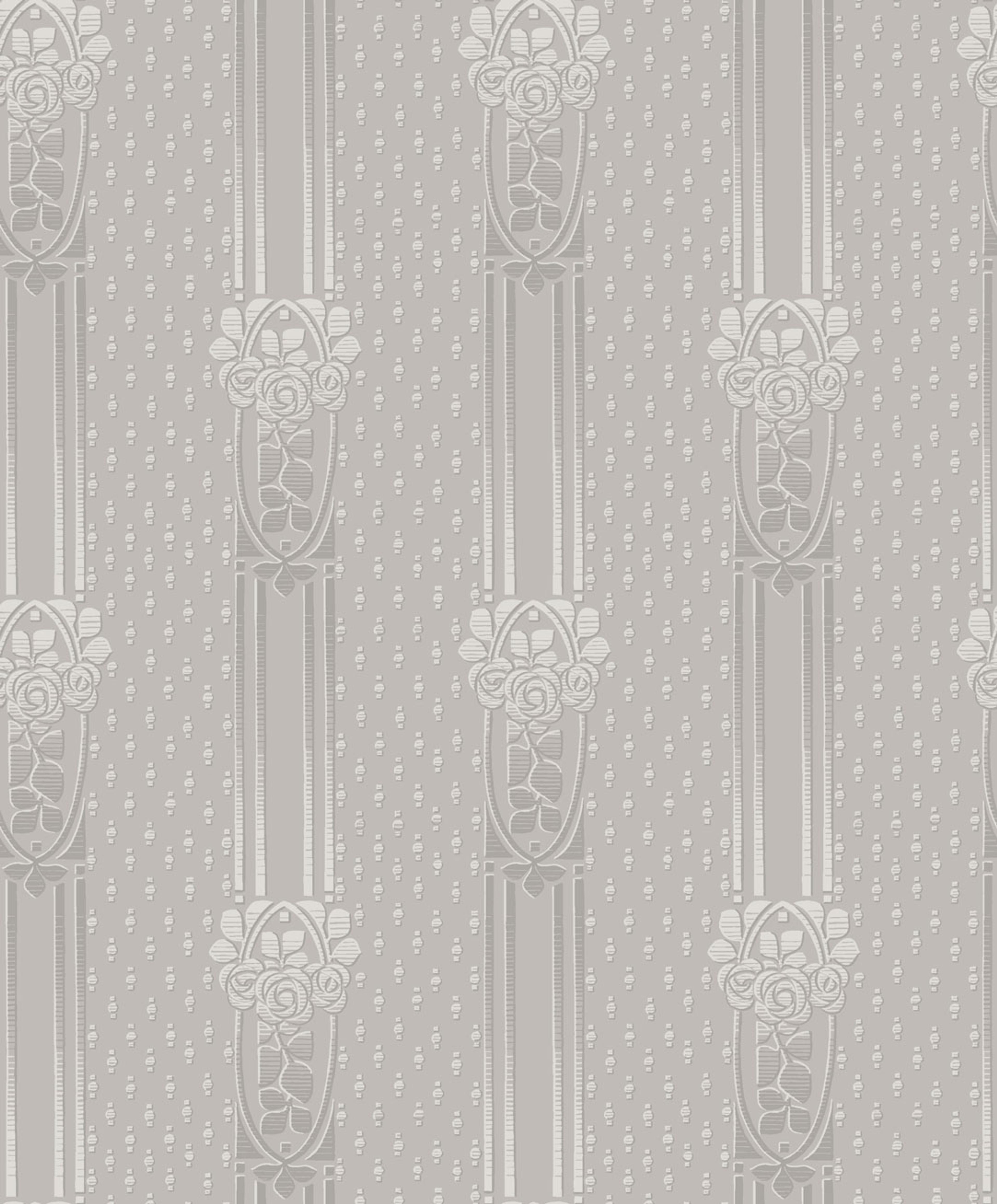 Ellen tapet från Boråstapeter med randigt, blommigt mönster i vit, svart och beige. Från kollektionen anno. Nonwoven-material med rak passning. Passar i sovrum och matsal.