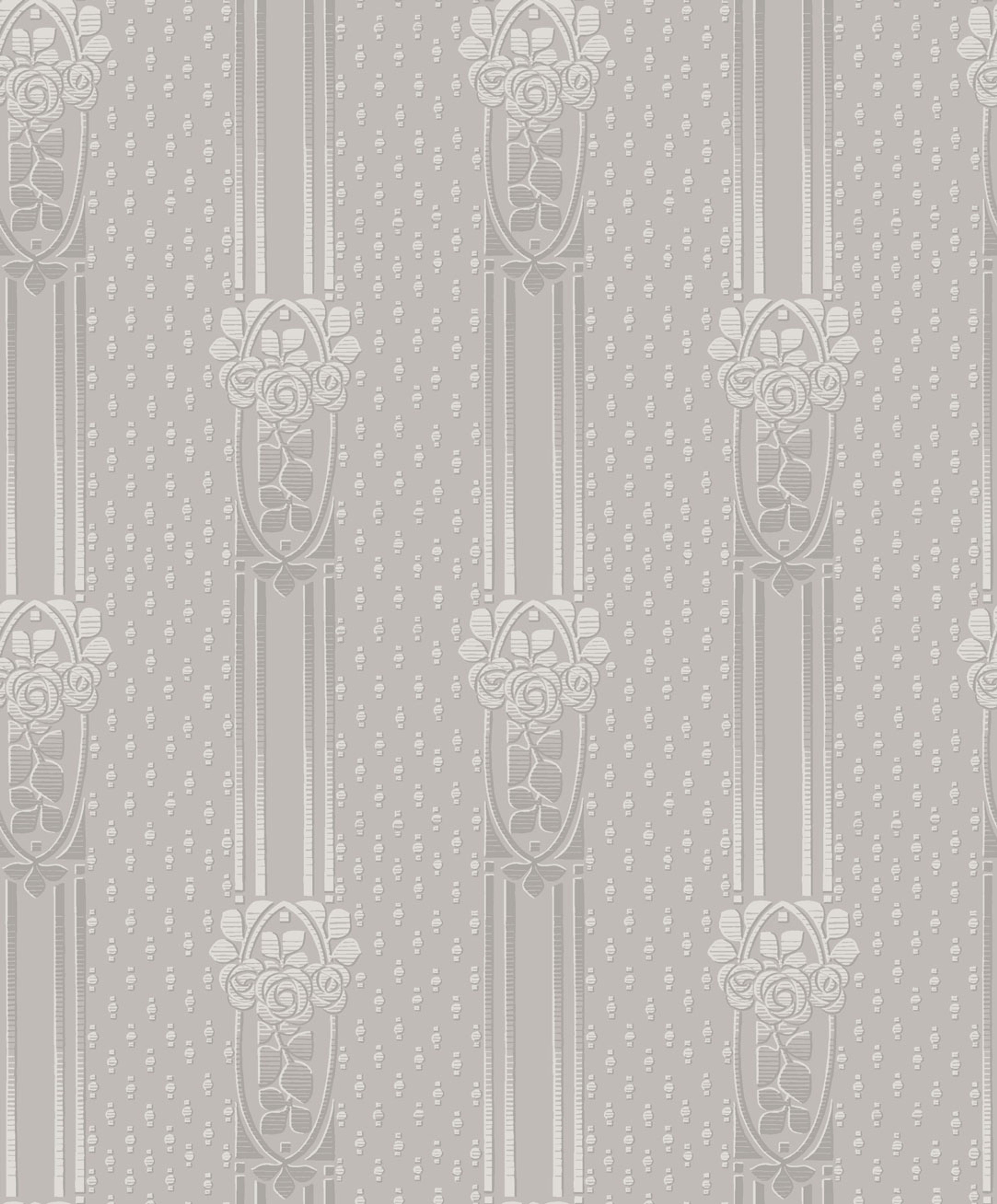 Ellen tapet från Boråstapeter med randigt, blommigt mönster i vit, svart och beige. Från kollektionen anno. Nonwoven-material med rak passning. Passar i sovrum och matsal.