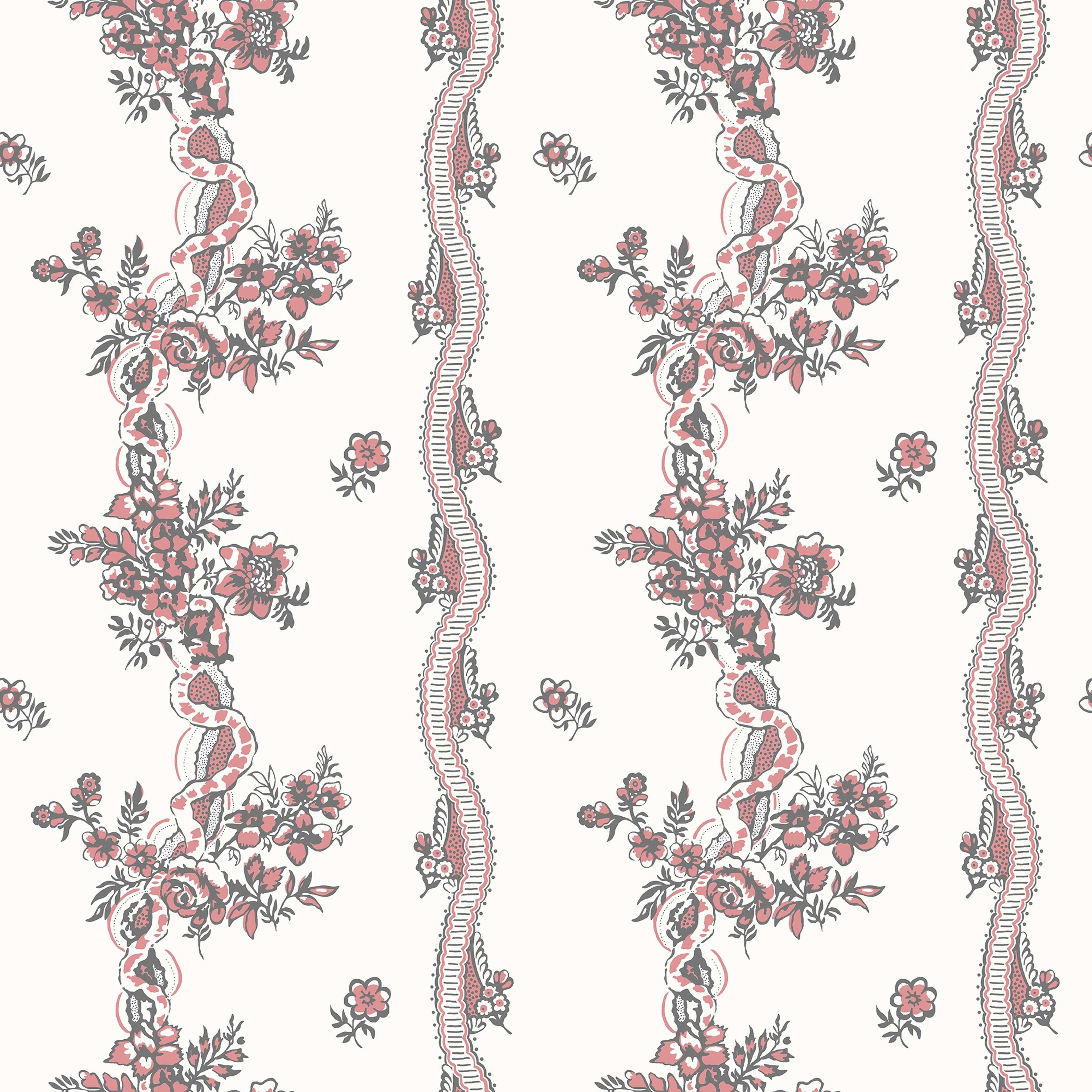 Renshammar, Röd tapet från duro med blommigt mönster i röd. Från kollektionen Gammalsvenska QuickUp. Nonwoven-material med rak passning.