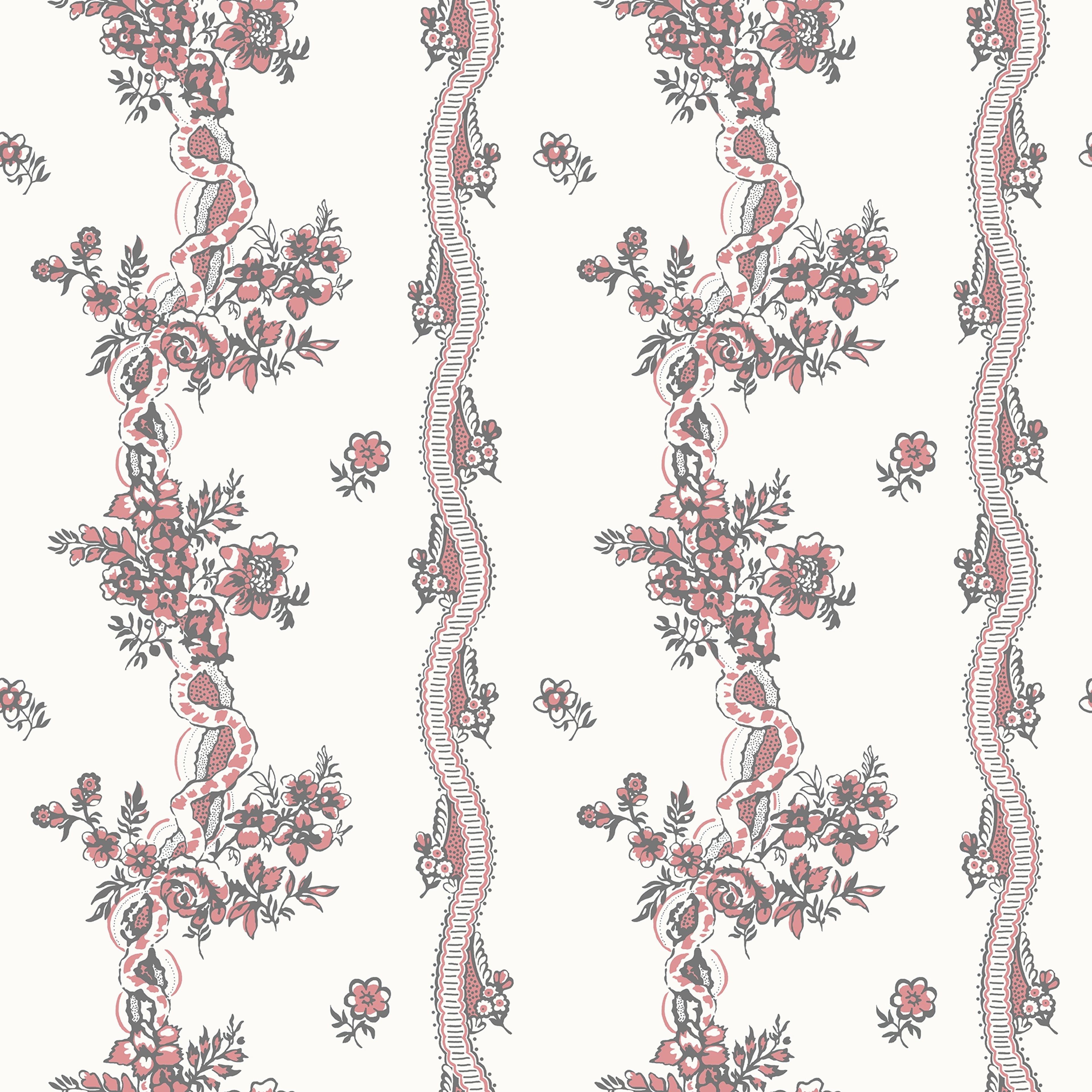 Renshammar, Röd tapet från duro med blommigt mönster i röd. Från kollektionen Gammalsvenska QuickUp. Nonwoven-material med rak passning.