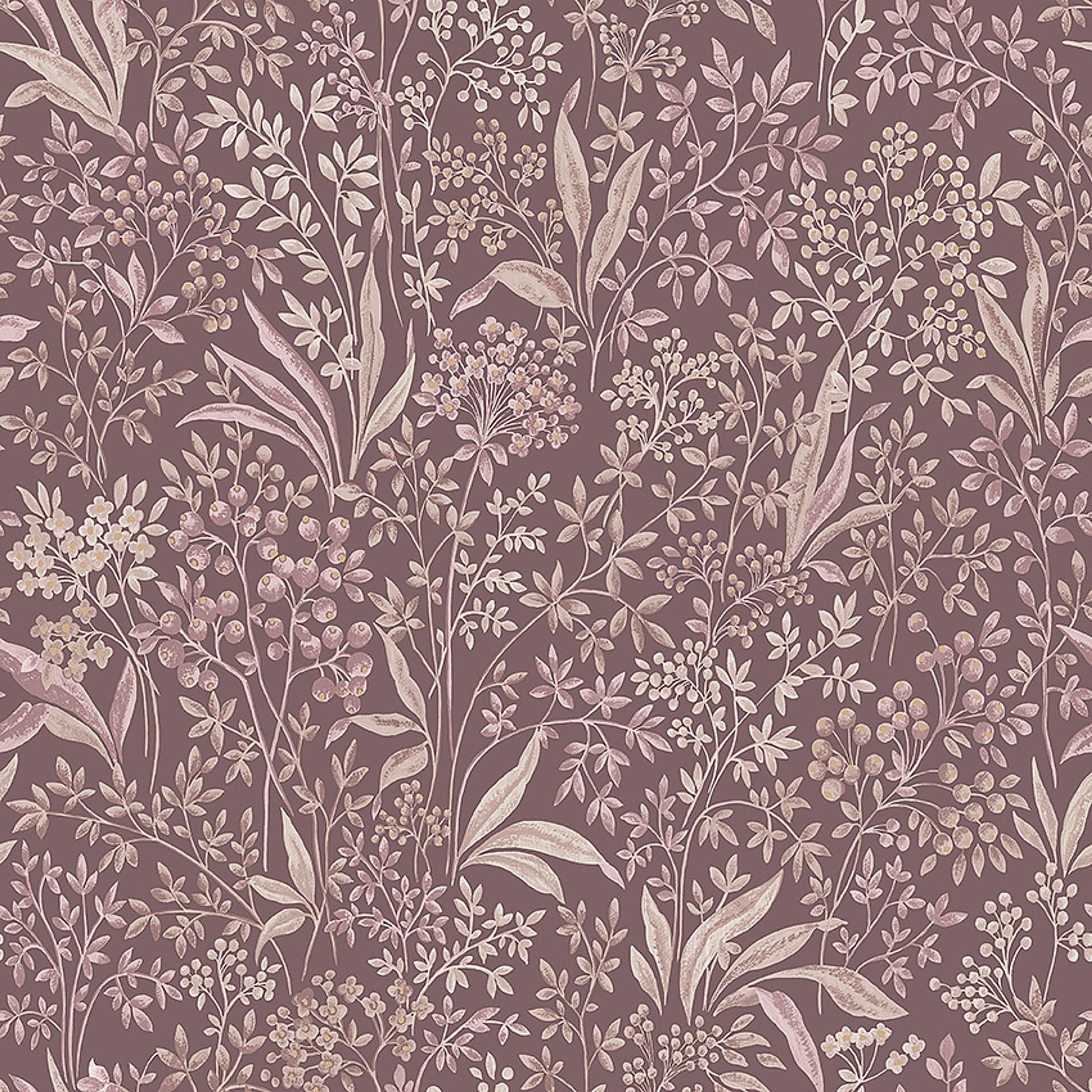 Nocturne, röd tapet från Boråstapeter med blommigt mönster i röd och rosa. Från kollektionen Vårt Arkiv. Nonwoven-material med rak passning.