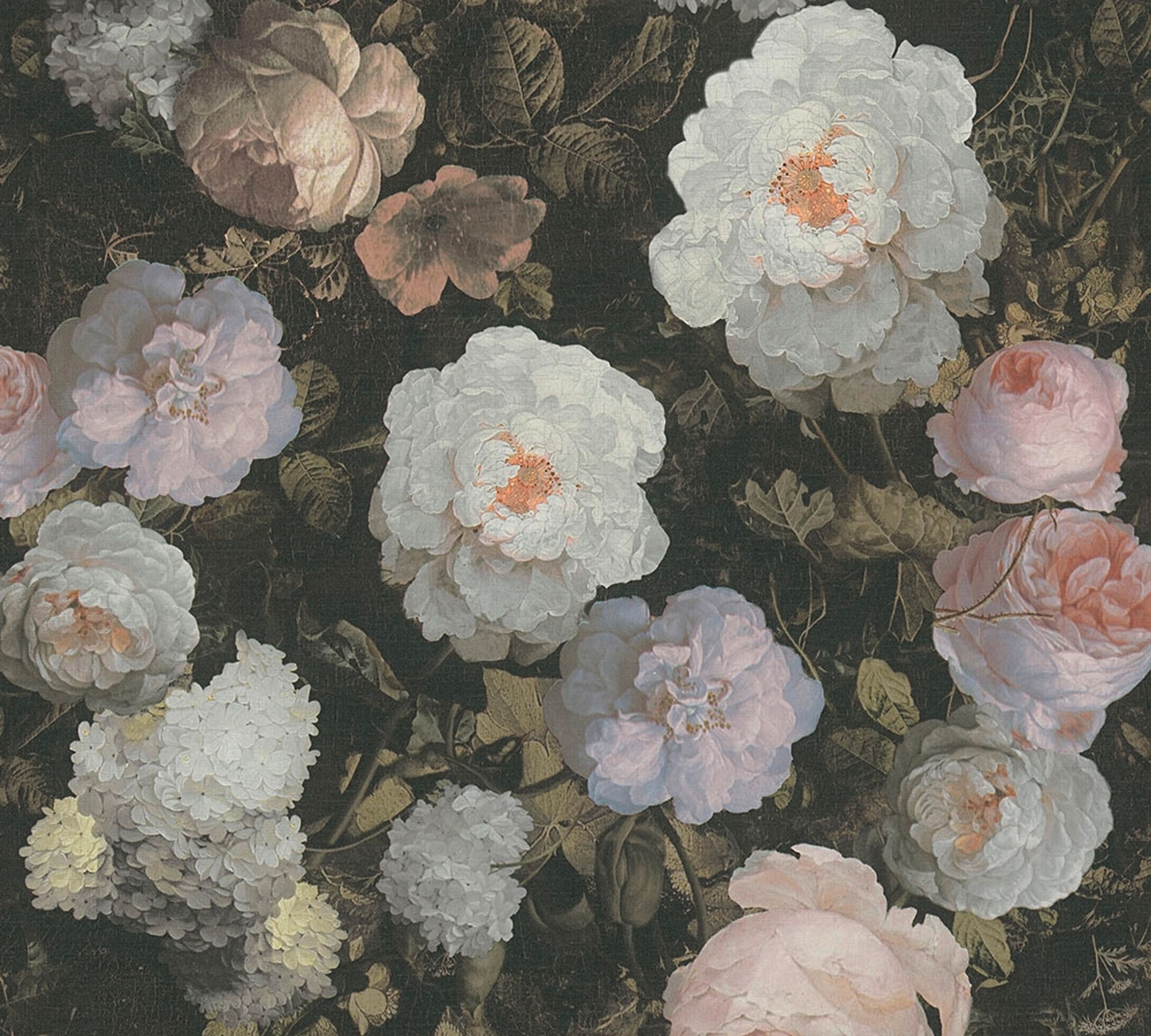 Flower, strukturtapet i grön och vit tapet med blommigt mönster i grön. Från kollektionen history of art. Nonwoven-material med förskjuten passning. Passar i vardagsrum och matsal.
