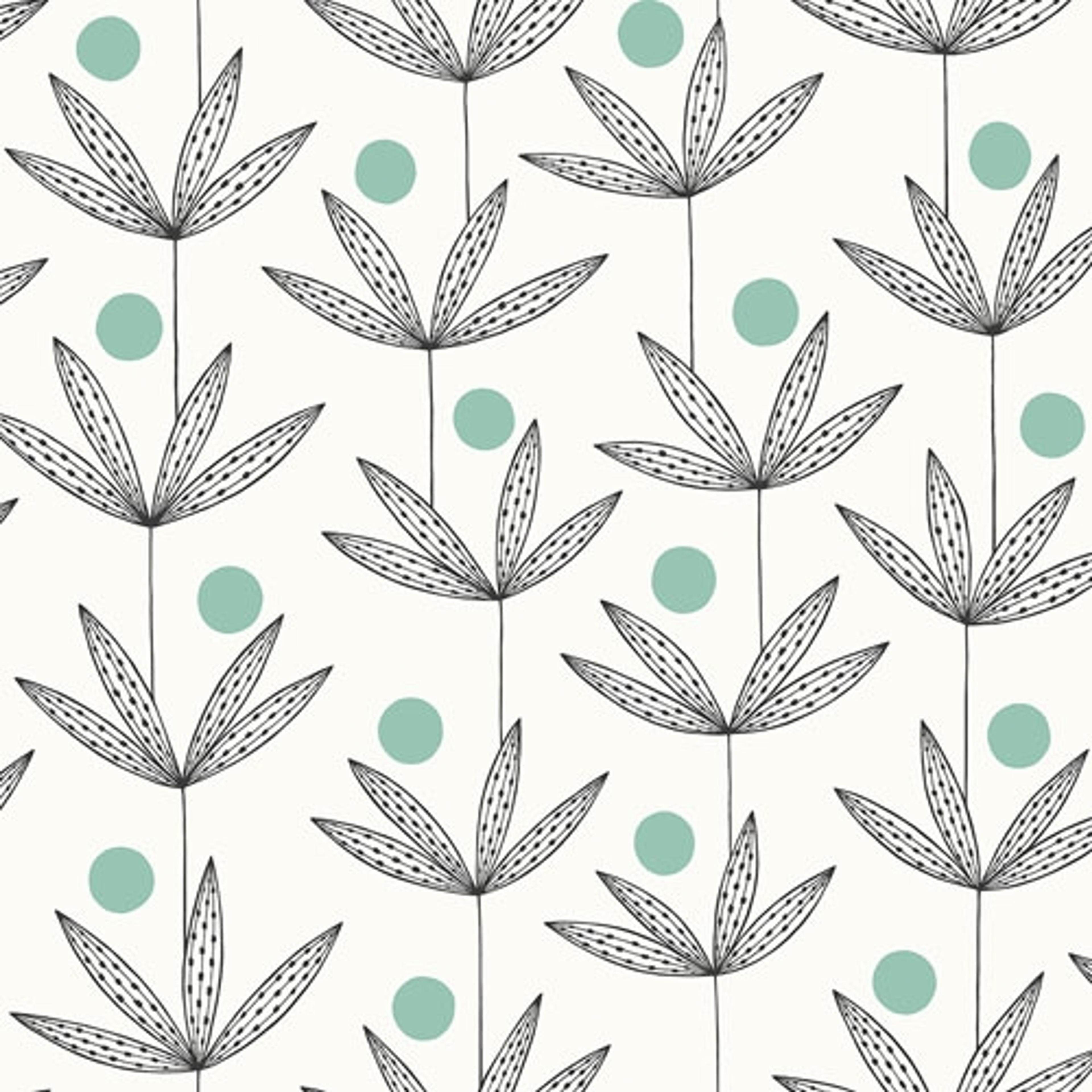 Palm Tree Ocean tapet från Midbec med botaniskt, retro mönster i vit. Från kollektionen Kinfolk. Nonwoven-material med förskjuten passning.