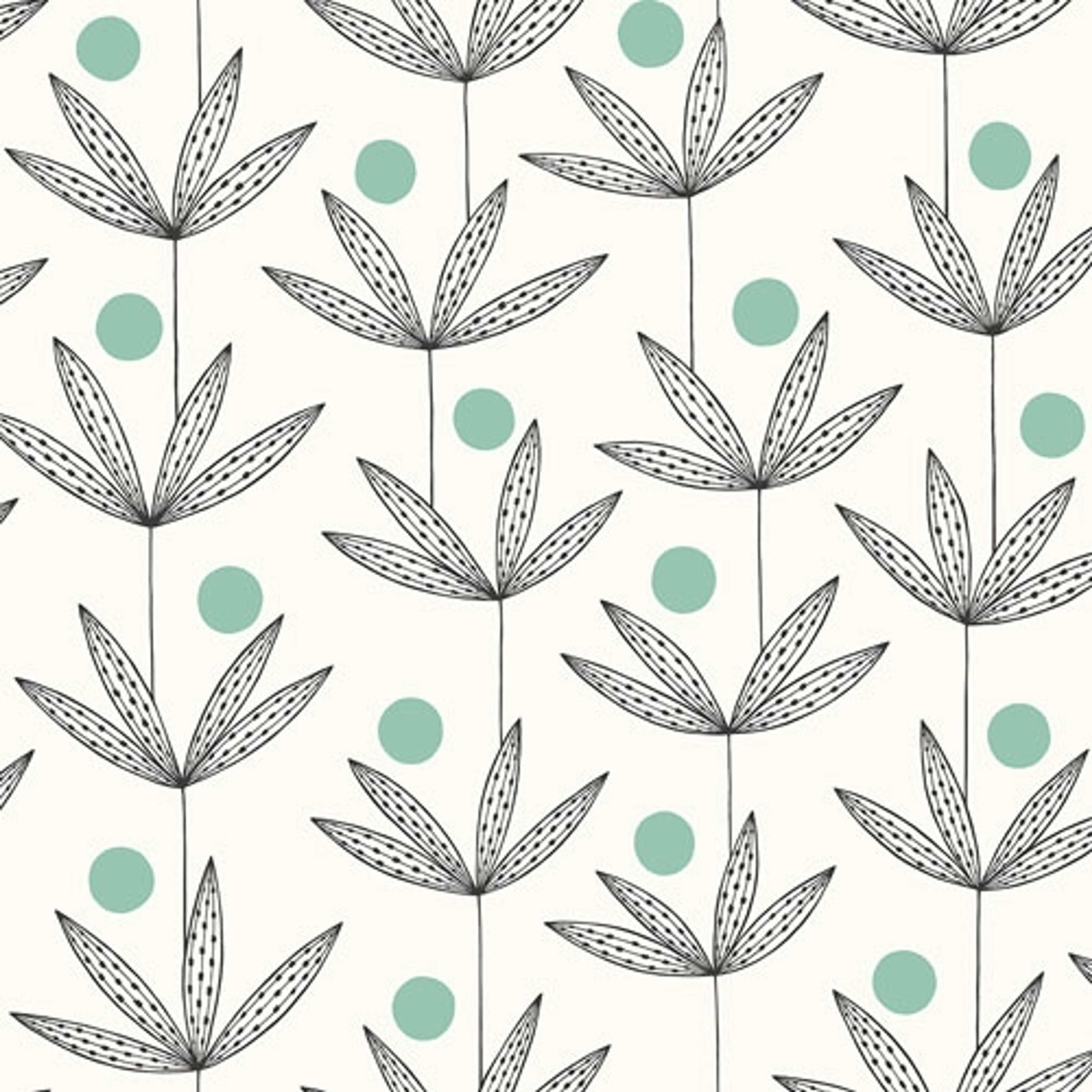 Palm Tree Ocean tapet från Midbec med botaniskt, retro mönster i vit. Från kollektionen Kinfolk. Nonwoven-material med förskjuten passning.
