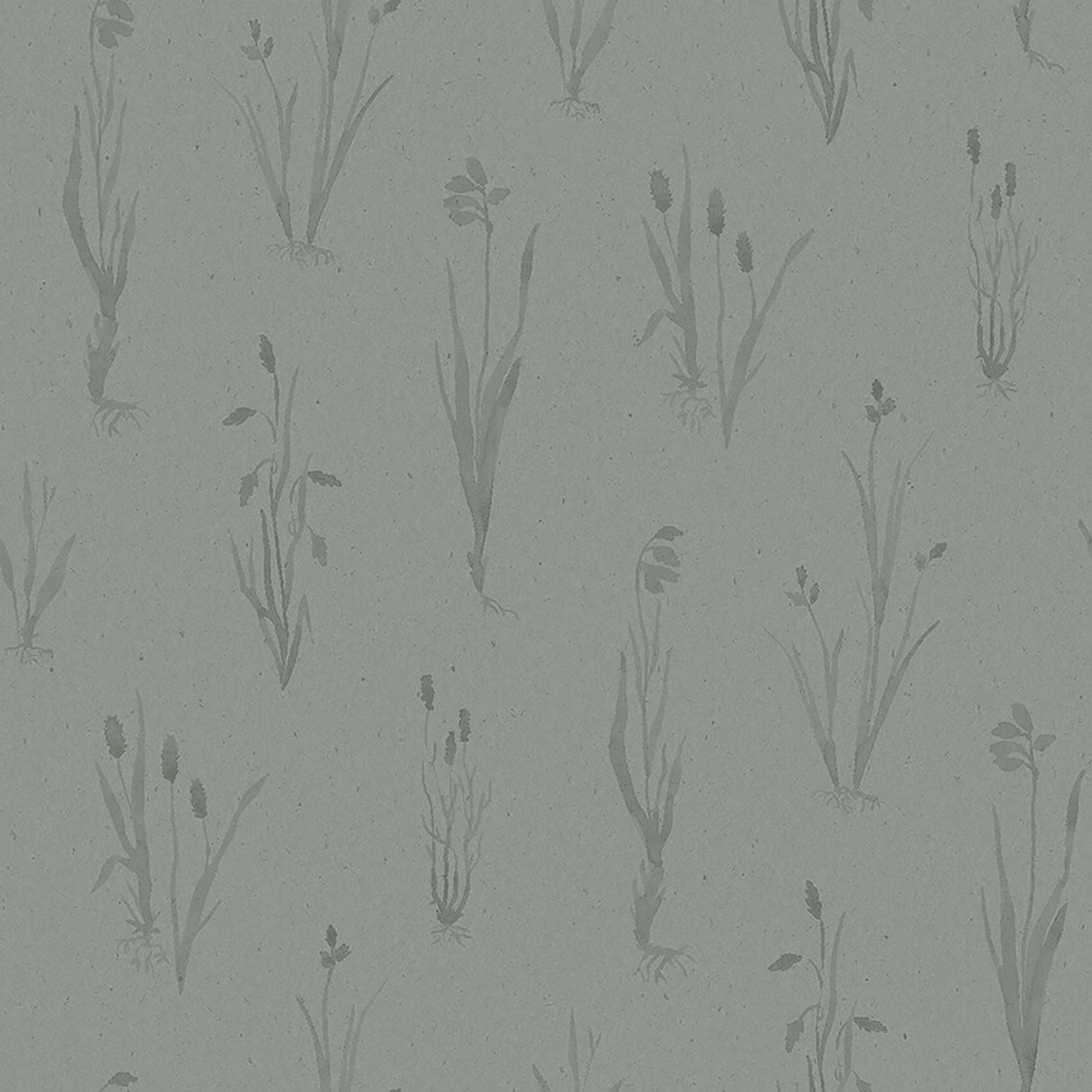 Moorland tapet med botaniskt mönster i grå. Från kollektionen Woodland. Nonwoven-material med rak passning.