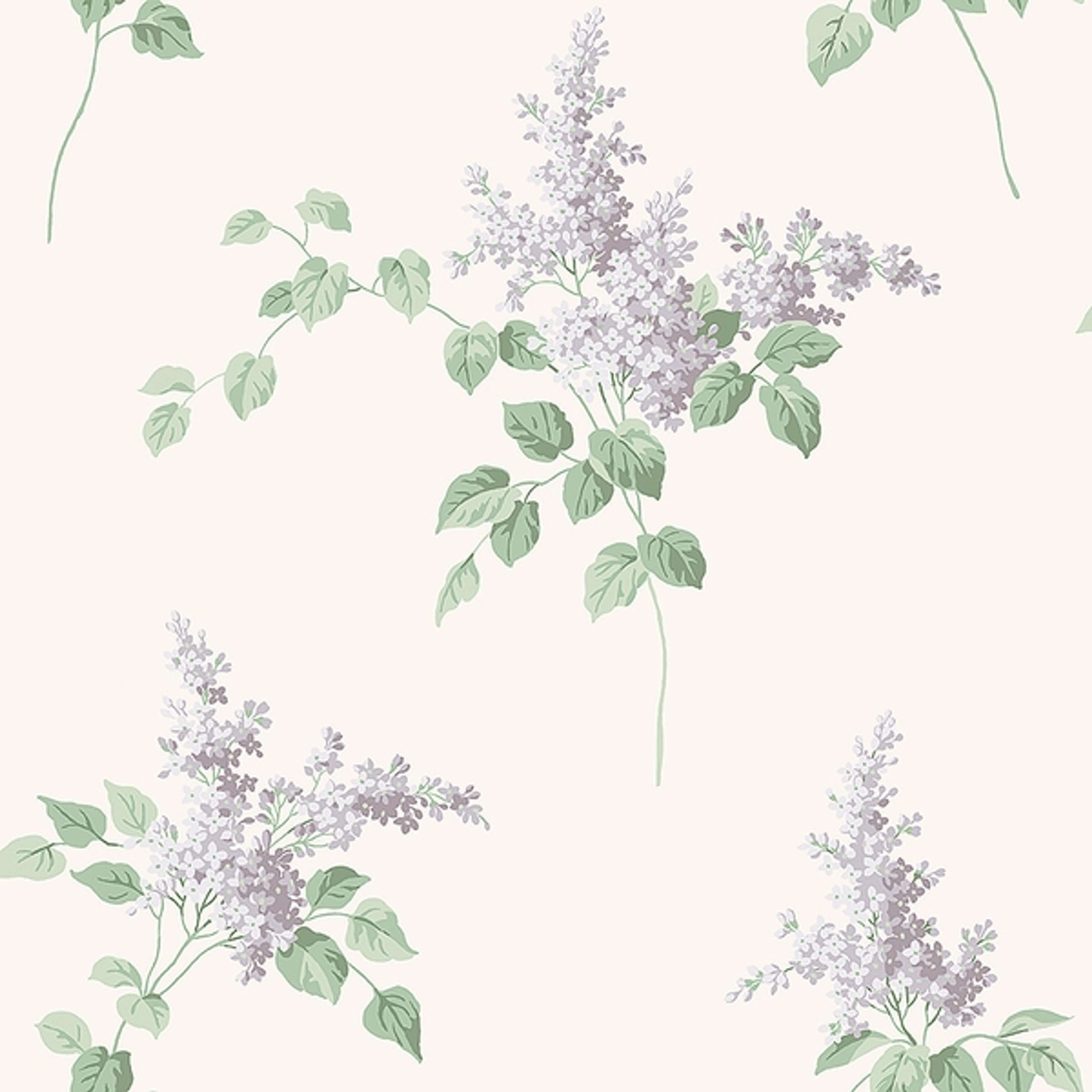 Lilacs tapet från Boråstapeter med blommigt mönster i beige. Från kollektionen Falsterbo III. Nonwoven-material med förskjuten passning. Country-stil.