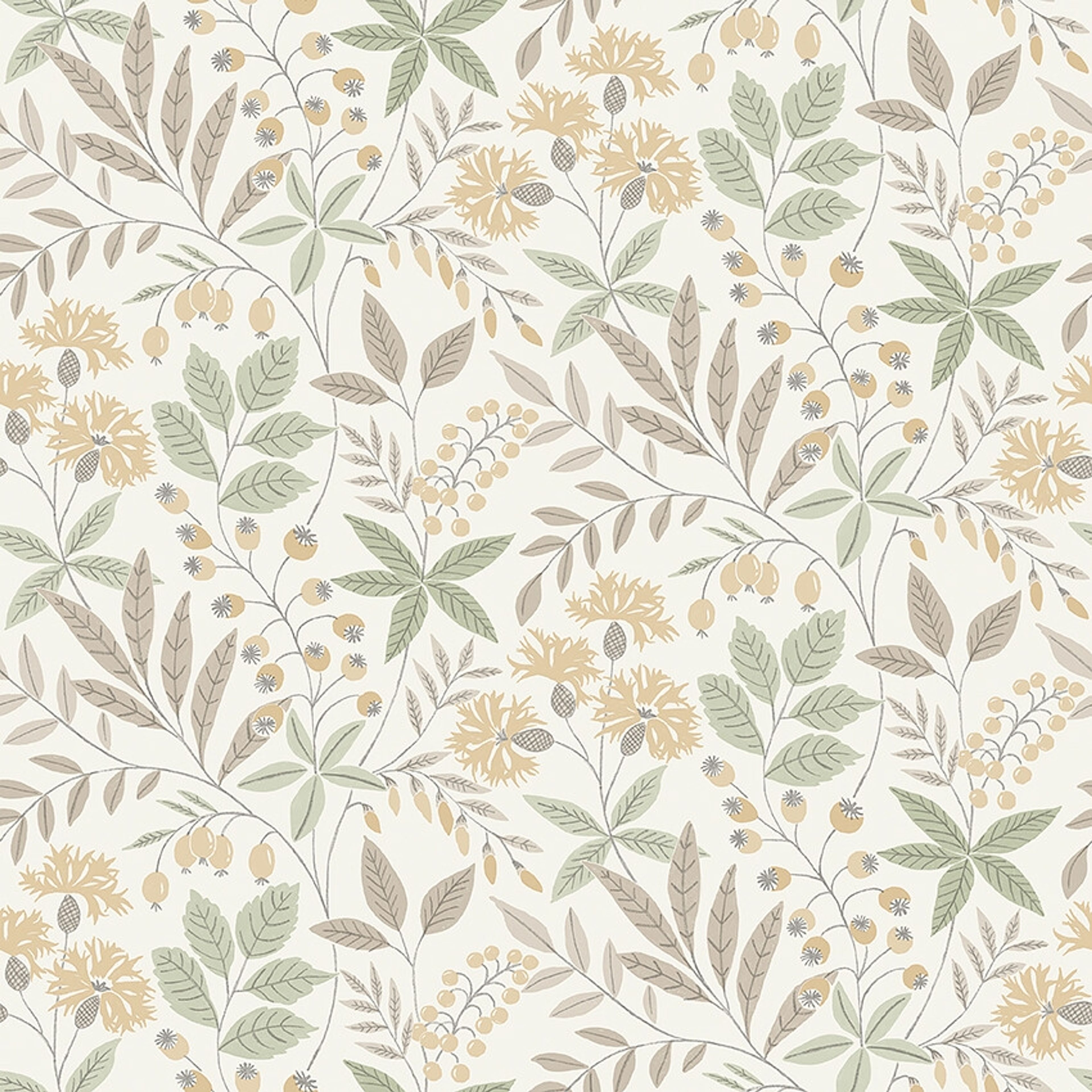 Wilma 38752, tapet tapet med botaniskt mönster. Från kollektionen Borosan Hem. Nonwoven-material med rak passning.