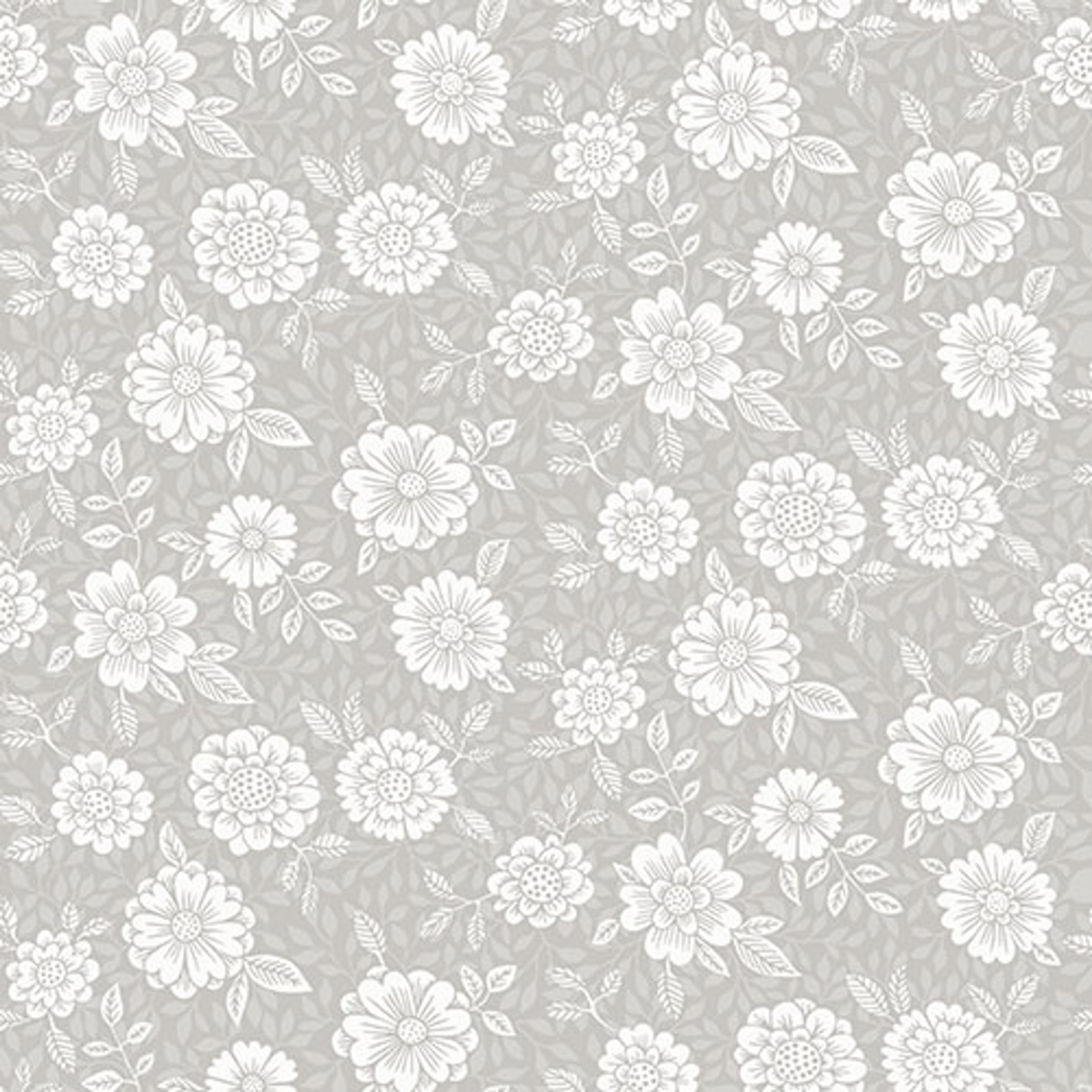 Lizette tapet med blommigt mönster i grå. Från kollektionen skogsgläntan. Nonwoven-material med rak passning. Passar i vardagsrum, sovrum och matsal.