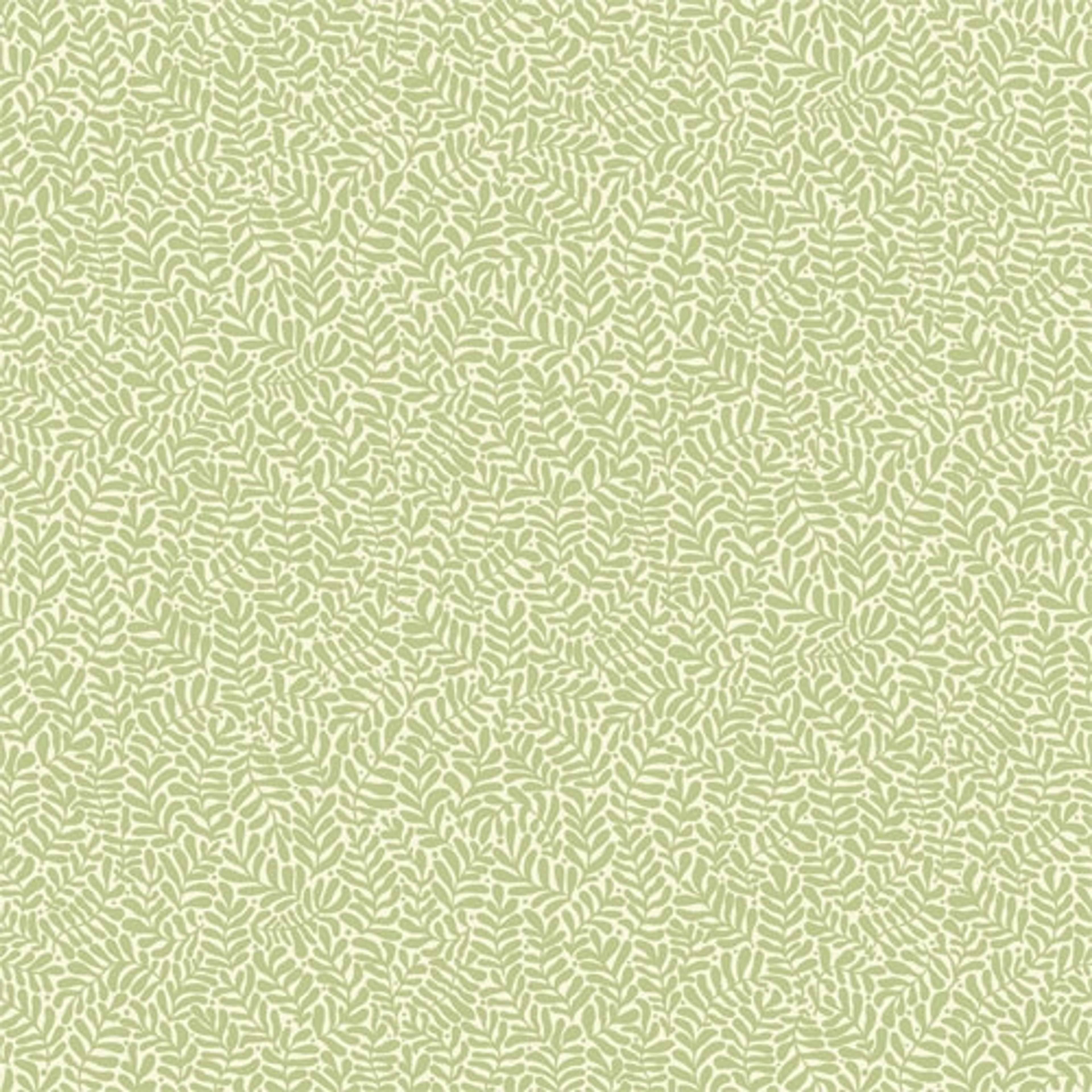 Anna tapet med botaniskt mönster i grön. Från kollektionen Lina. Nonwoven-material med förskjuten passning.