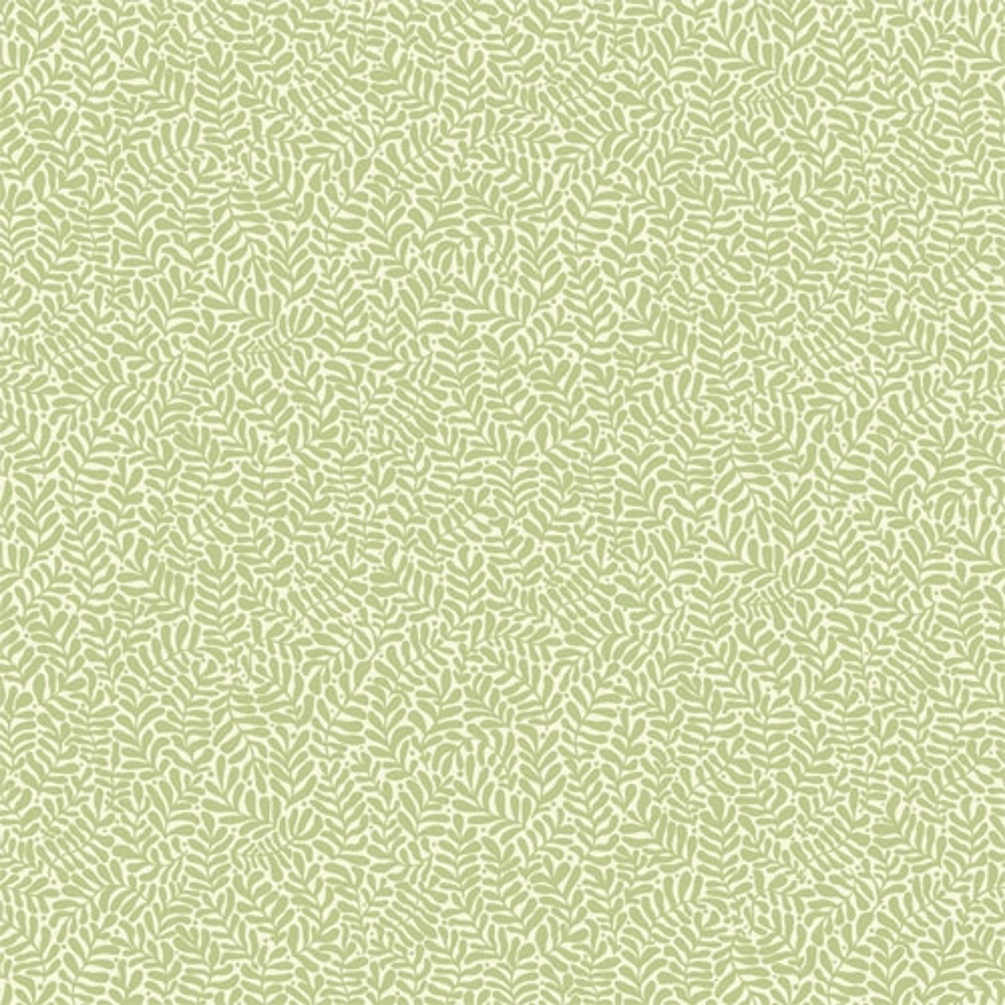 Anna tapet med botaniskt mönster i grön. Från kollektionen Lina. Nonwoven-material med förskjuten passning.