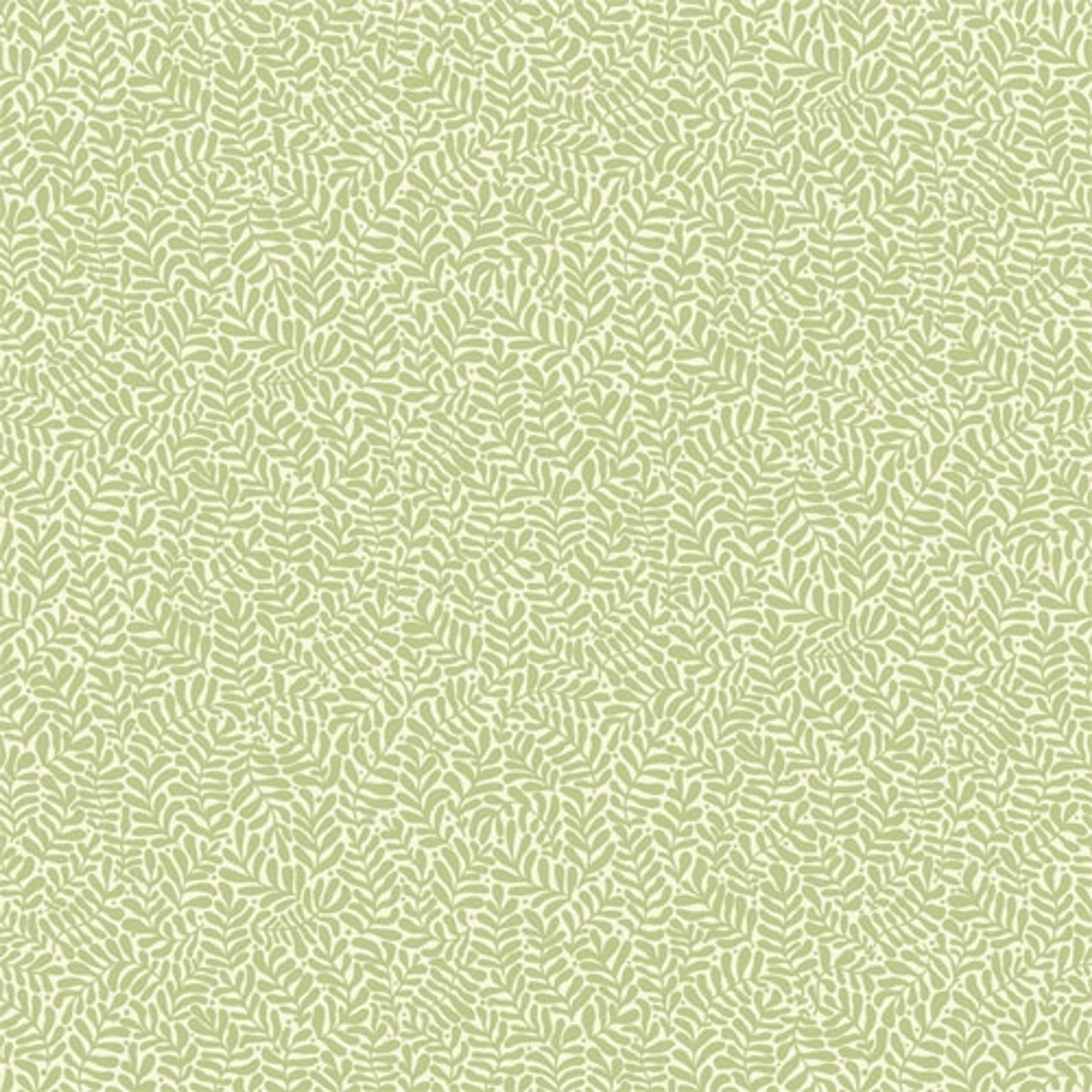 Anna tapet med botaniskt mönster i grön. Från kollektionen Lina. Nonwoven-material med förskjuten passning.