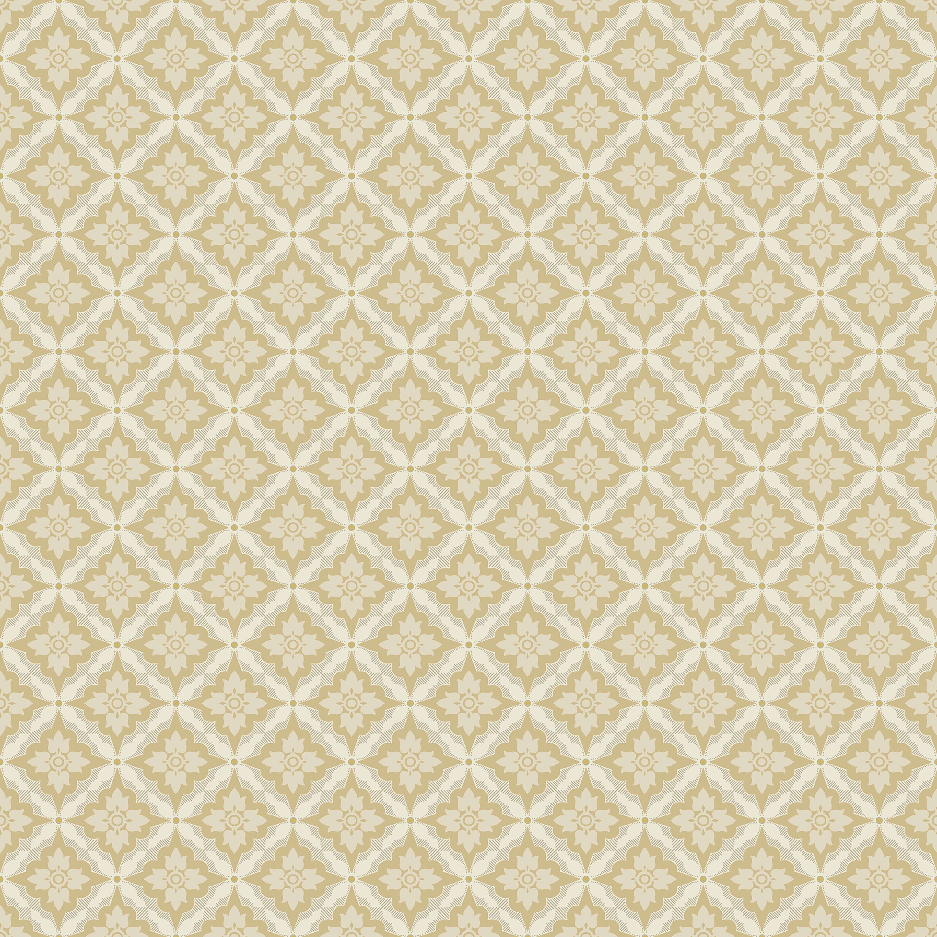 Ingrid Gul tapet med geometriskt mönster i gul. Från kollektionen Gammalsvenska klassiker 1850–1950. Nonwoven-material med rak passning. Passar i vardagsrum och matsal.