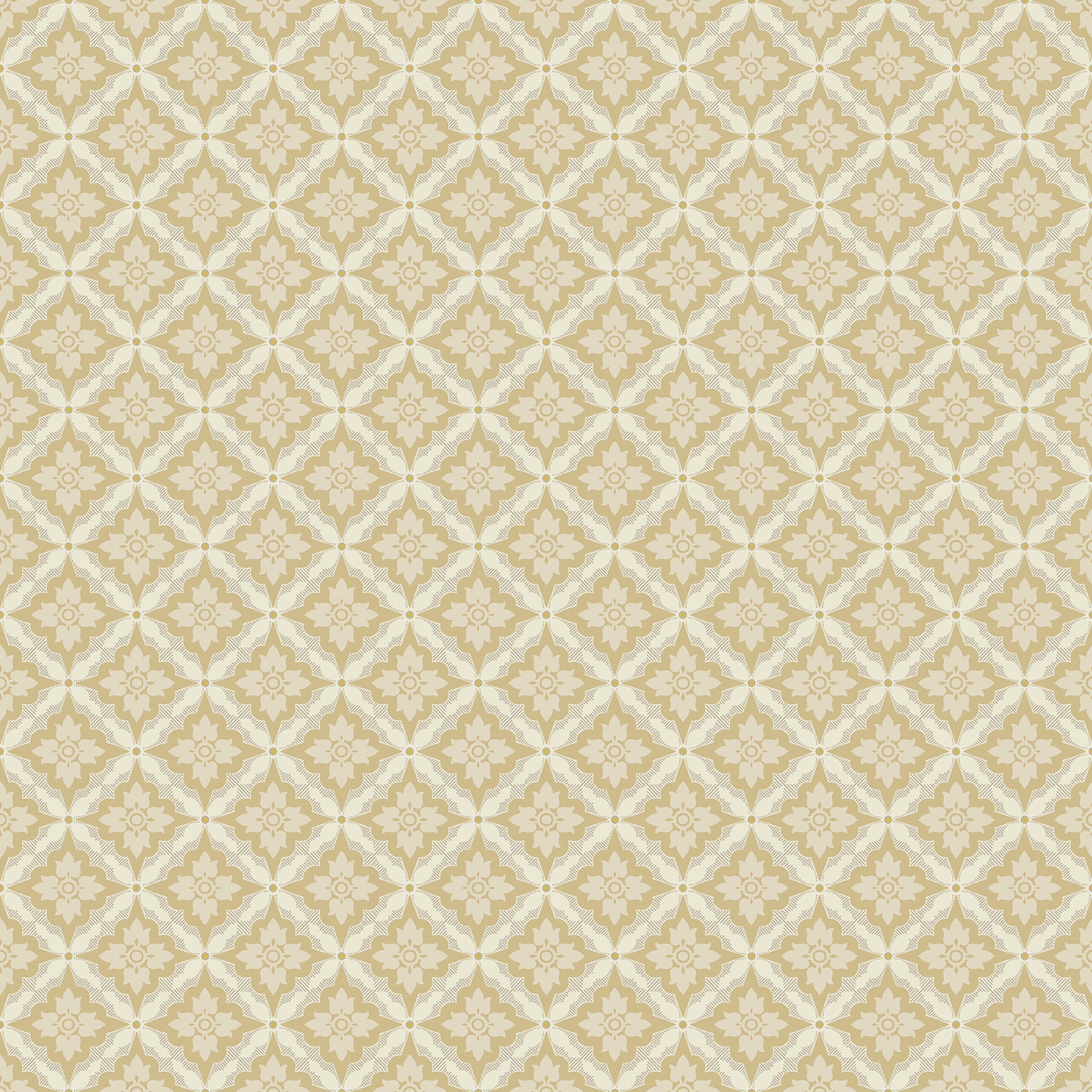 Ingrid Gul tapet med geometriskt mönster i gul. Från kollektionen Gammalsvenska klassiker 1850–1950. Nonwoven-material med rak passning. Passar i vardagsrum och matsal.
