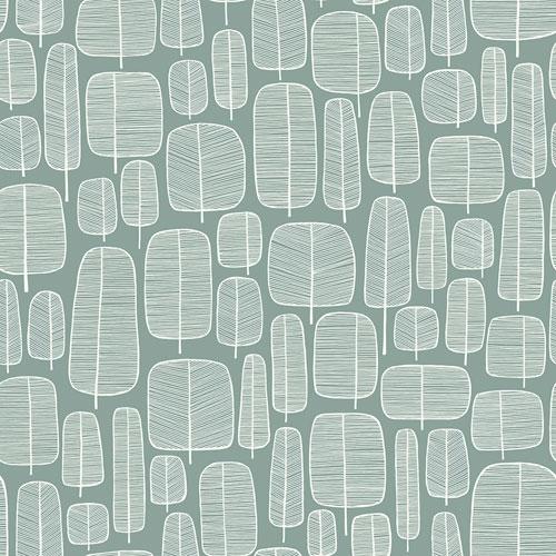 Little Trees Comet tapet från Midbec med botaniskt, retro mönster i grå. Från kollektionen Kinfolk. Nonwoven-material med rak passning.