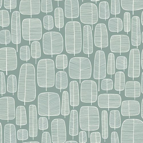 Little Trees Comet tapet från Midbec med botaniskt, retro mönster i grå. Från kollektionen Kinfolk. Nonwoven-material med rak passning.