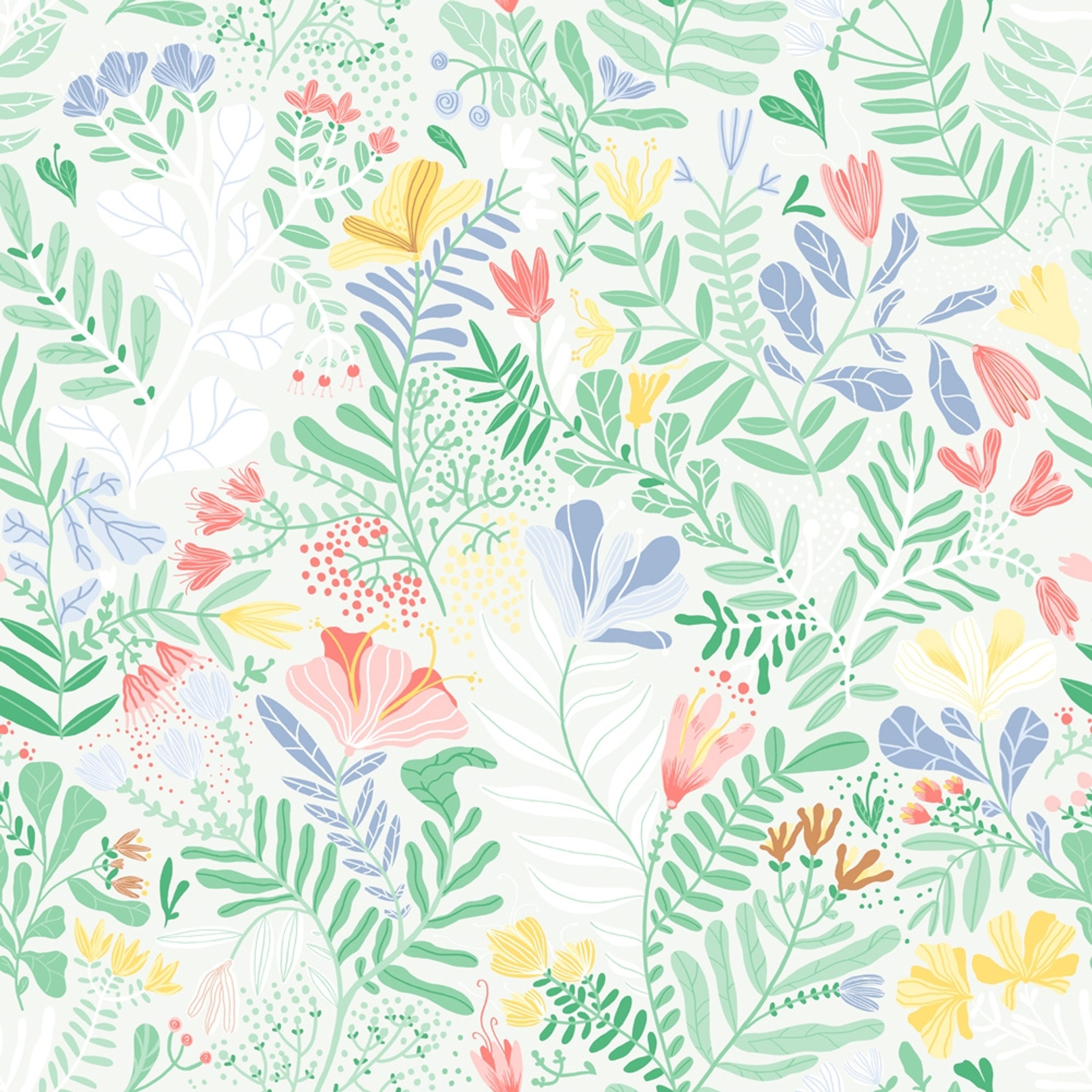 Brittsommar tapet med blommigt mönster i grå. Från kollektionen Fägring. Nonwoven-material med rak passning.