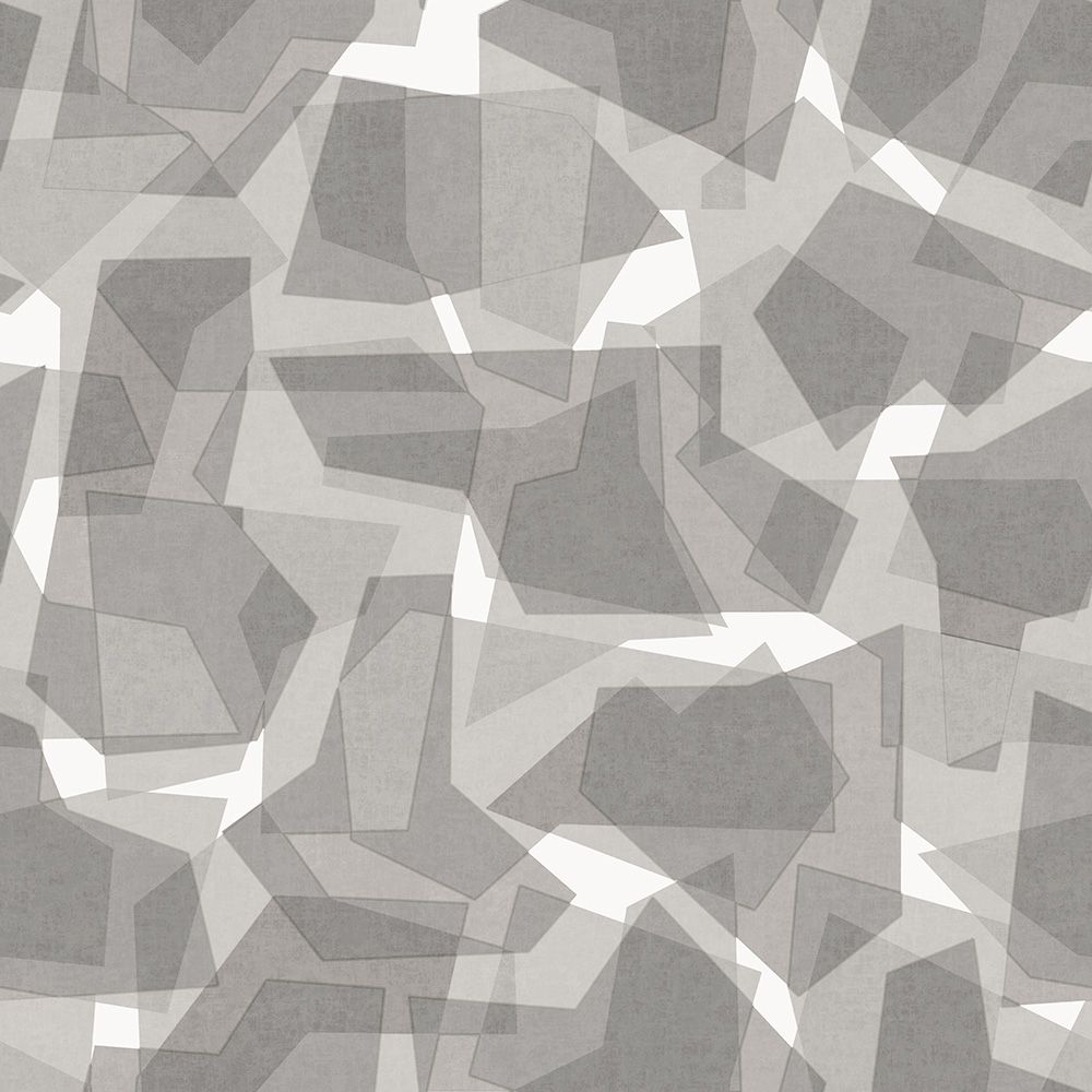Camoflage tapet med geometriskt mönster i grå. Från kollektionen Elements. Nonwoven-material med rak passning.