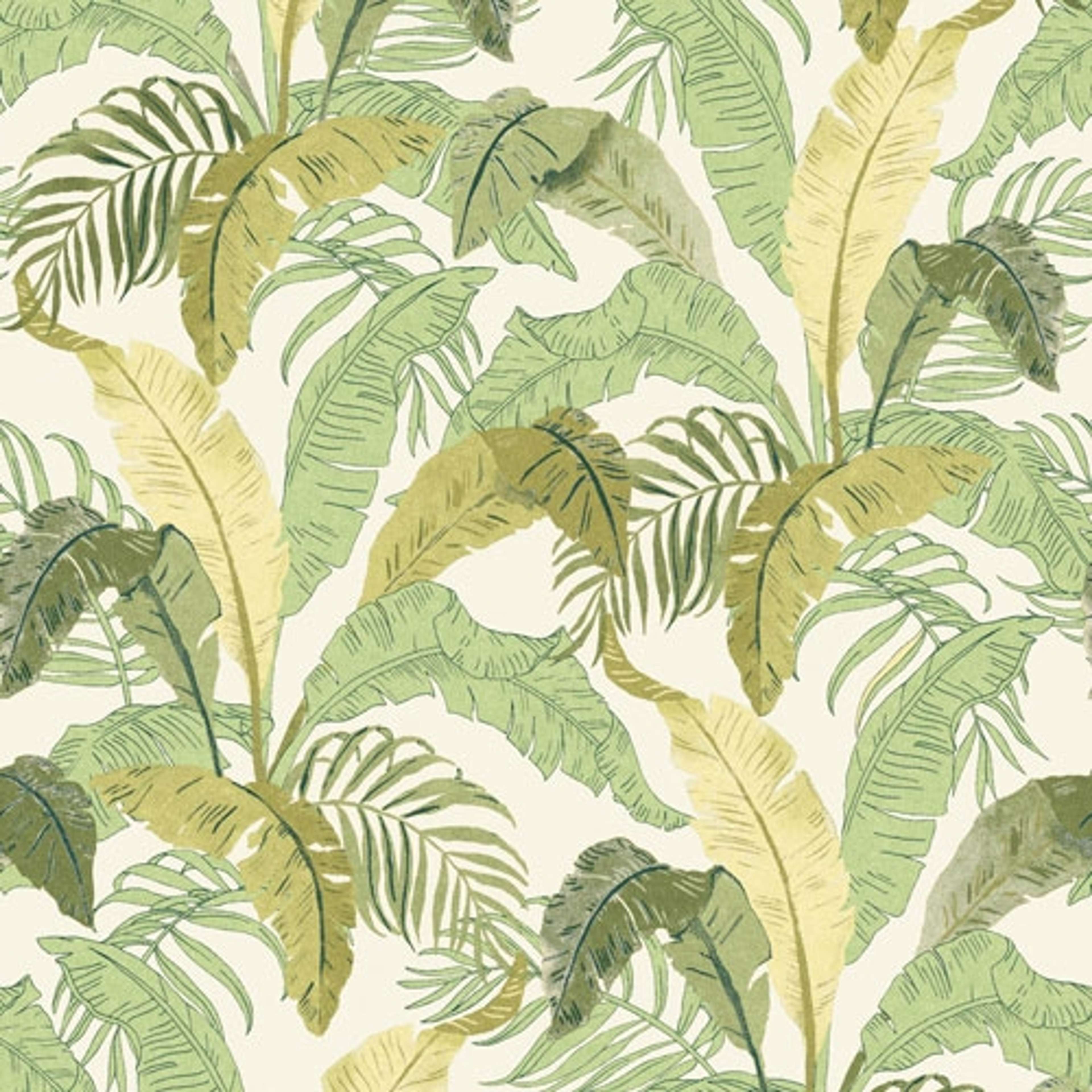 Botanic greenery tapet med botaniskt mönster i grön. Från kollektionen lotus. Nonwoven-material med rak passning.
