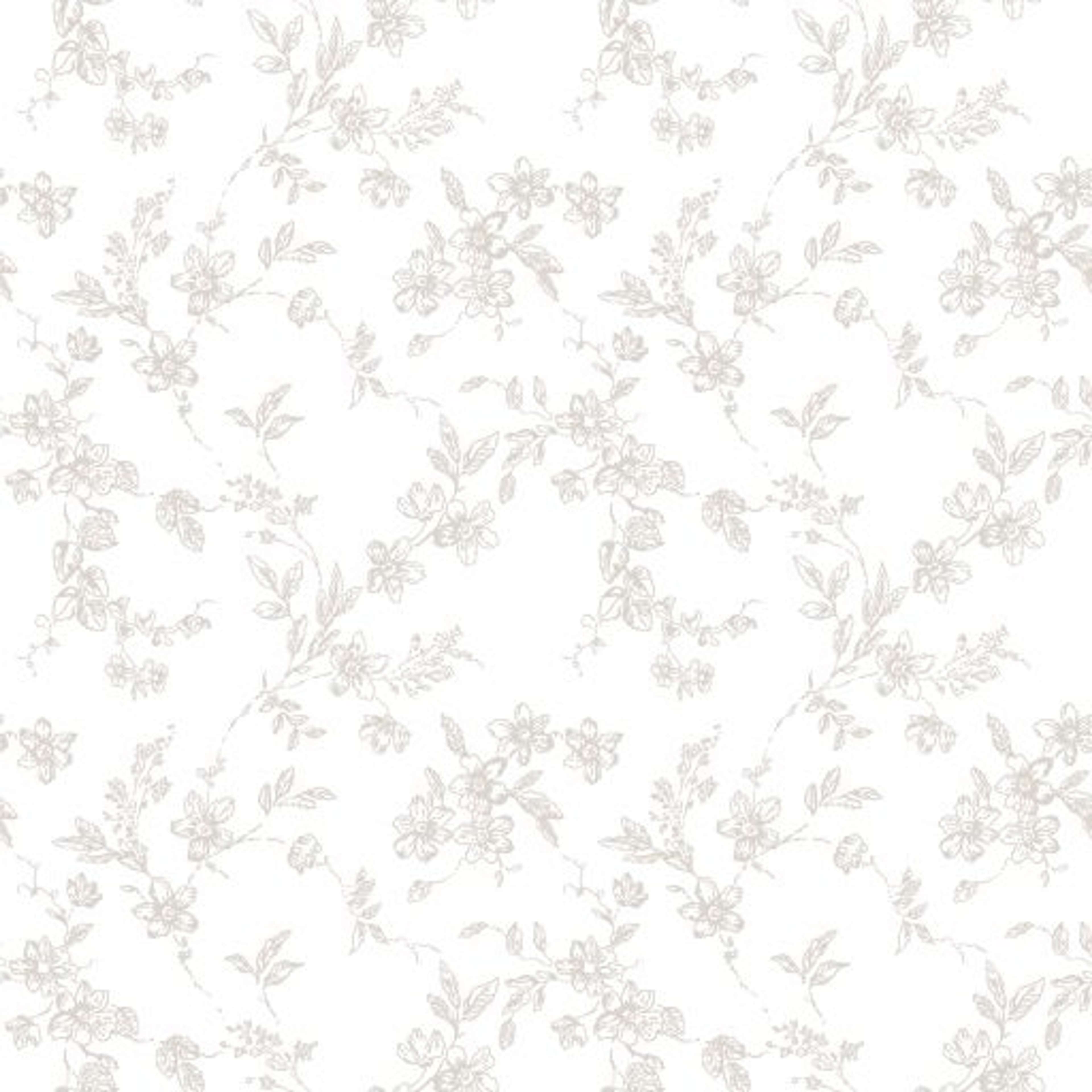 Bella, Beige tapet från duro med blommigt mönster i vit. Från kollektionen Spira. Nonwoven-material med rak passning. Country-stil.