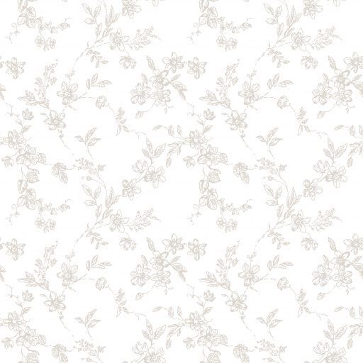 Bella, Beige tapet från duro med blommigt mönster i vit. Från kollektionen Spira. Nonwoven-material med rak passning. Country-stil.