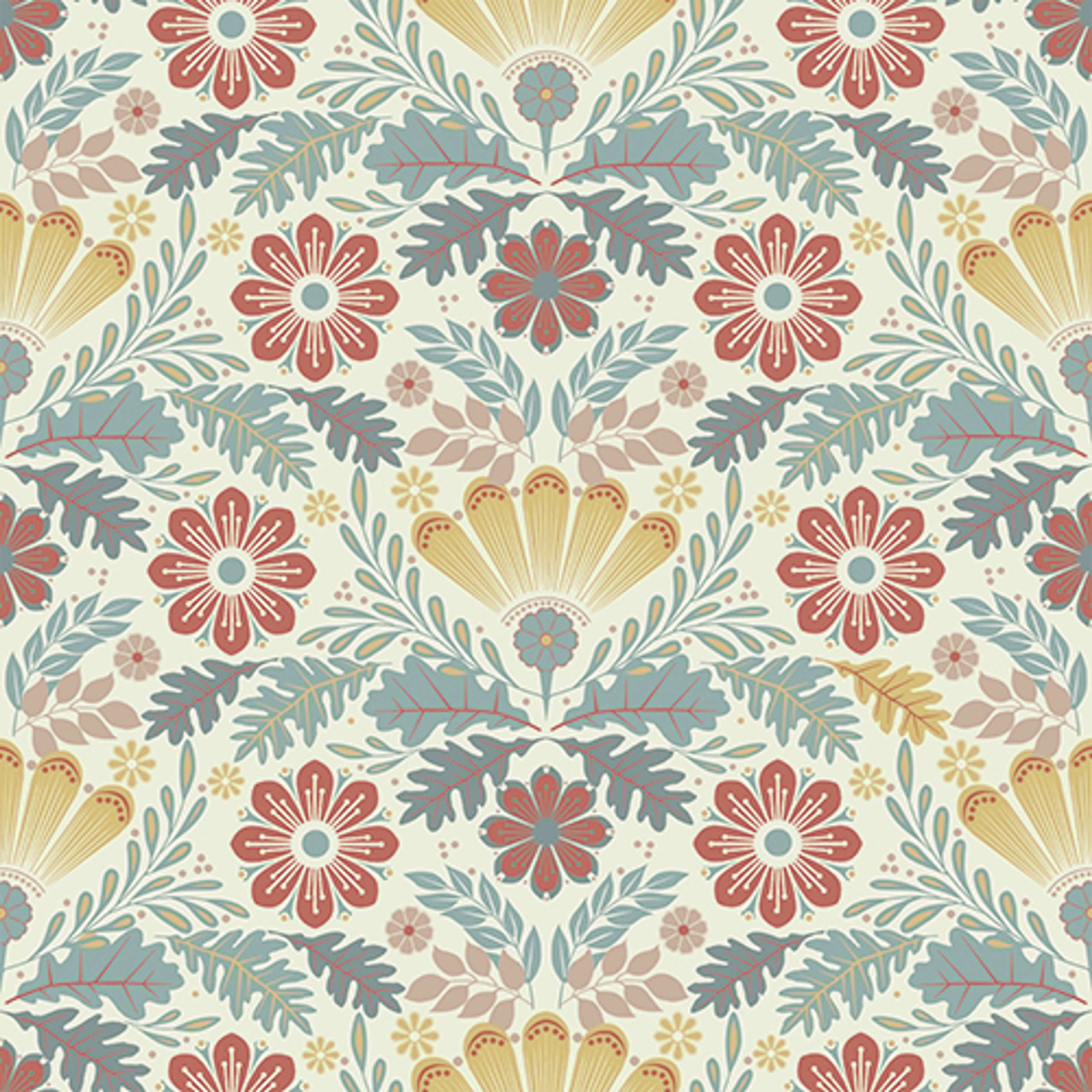Sunnanö Klockrike, beige tapet med blommigt mönster i beige. Från kollektionen Sunnanö. Nonwoven-material med rak passning.