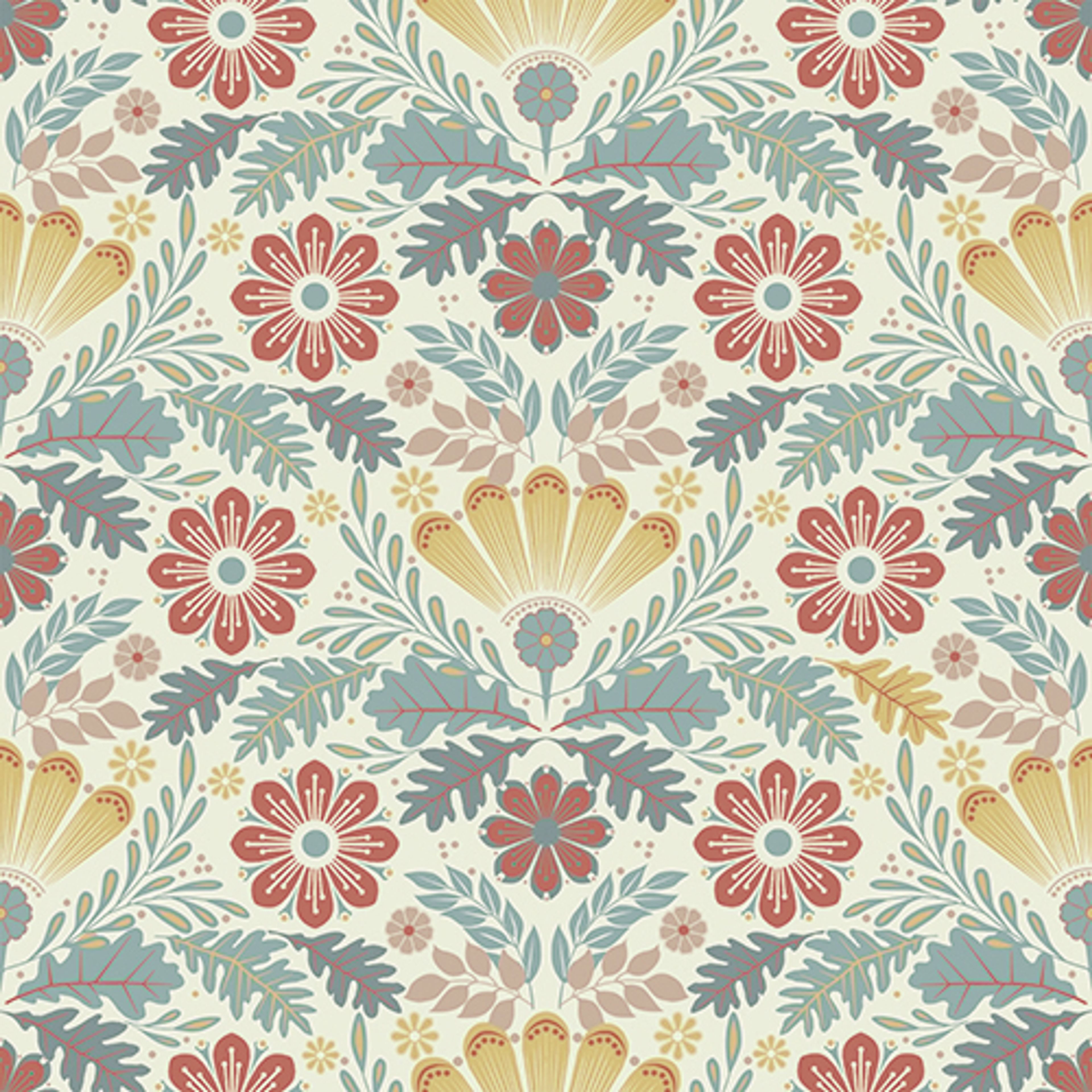 Sunnanö Klockrike, beige tapet med blommigt mönster i beige. Från kollektionen Sunnanö. Nonwoven-material med rak passning.