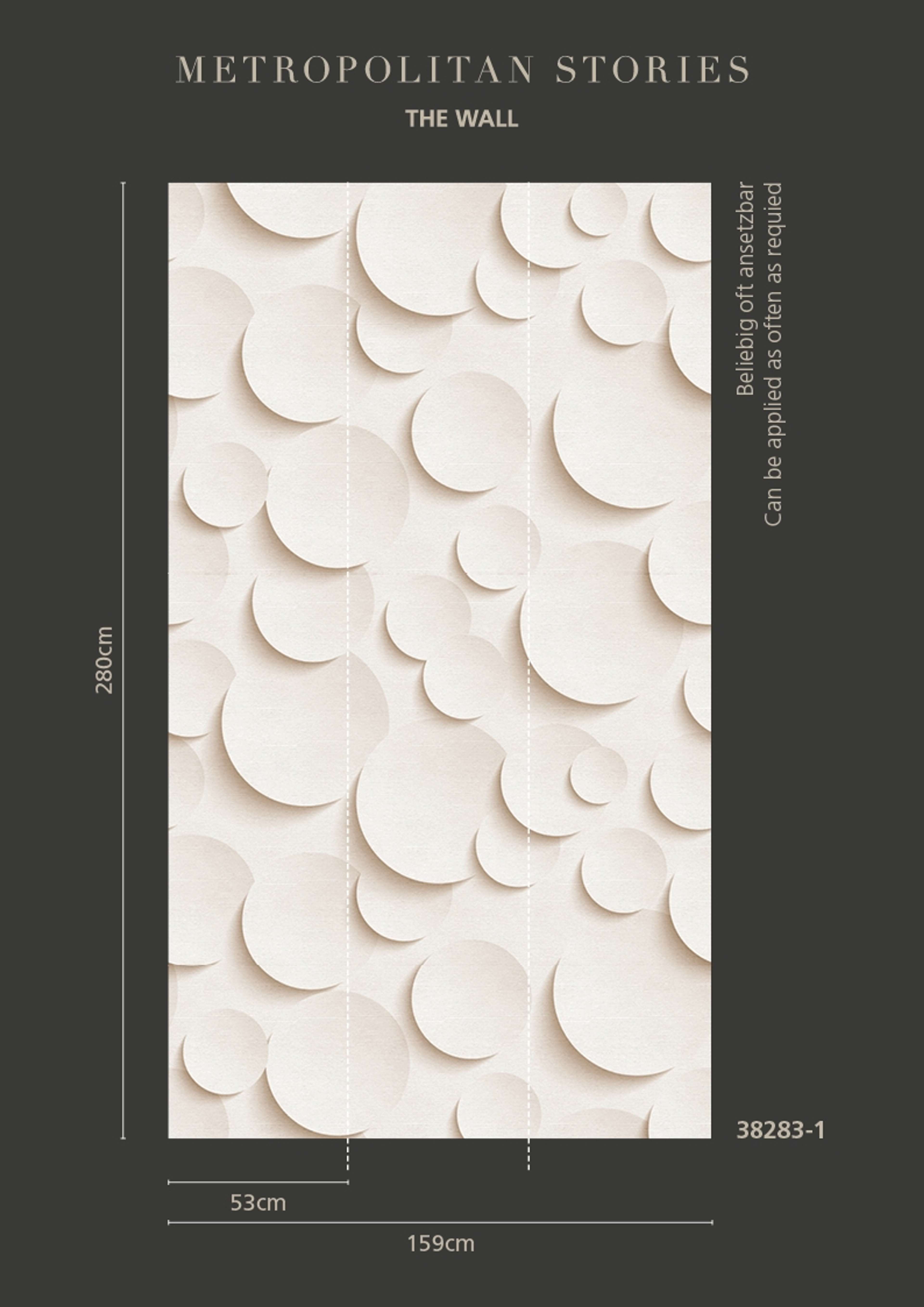 Graphics tapet med grafiskt mönster i vit och rosa. Från kollektionen The Wall. Nonwoven-material. Passar i vardagsrum och matsal.