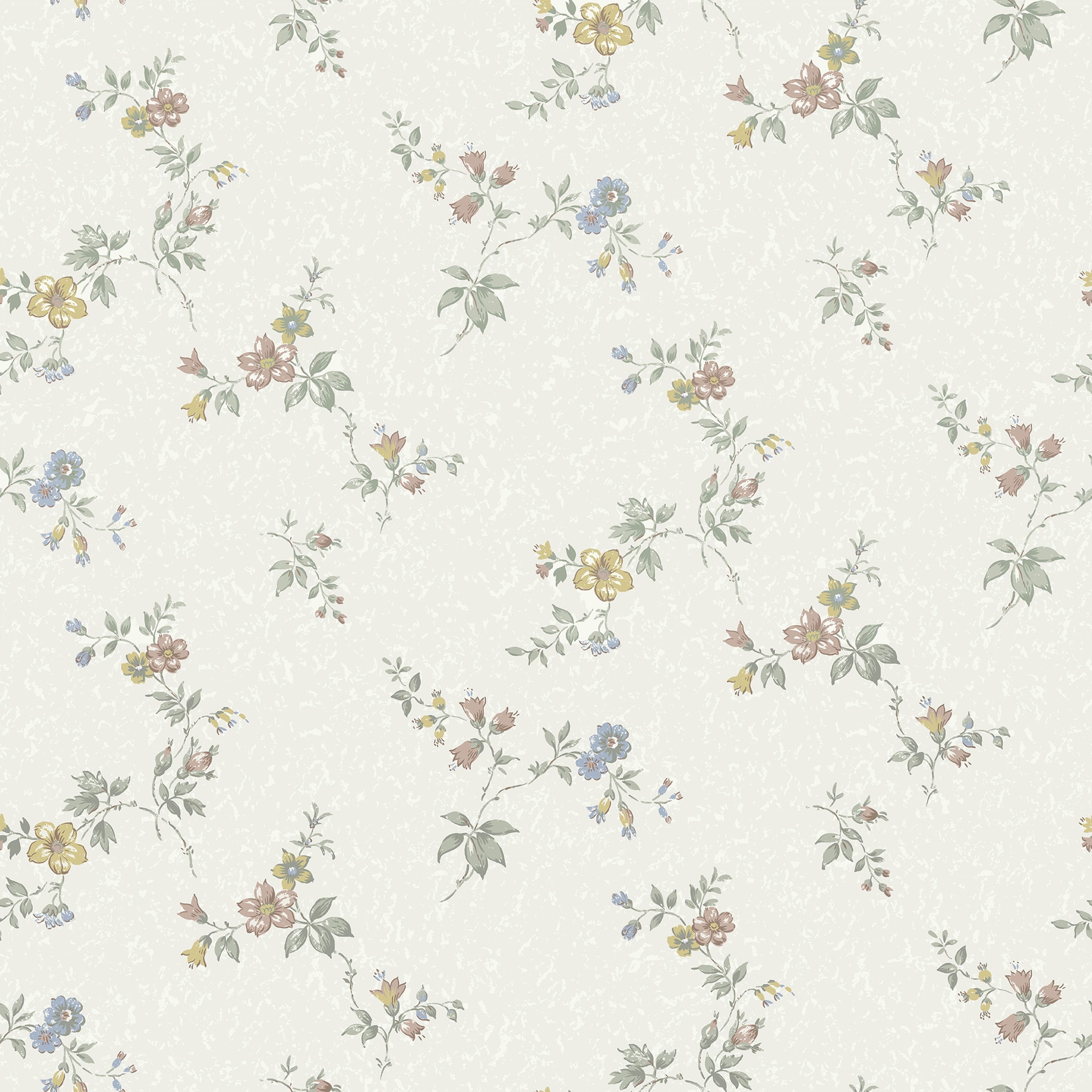 Kerstin vit tapet med blommigt mönster i vit. Från kollektionen Gammalsvenska klassiker 1850–1950. Nonwoven-material med rak passning.