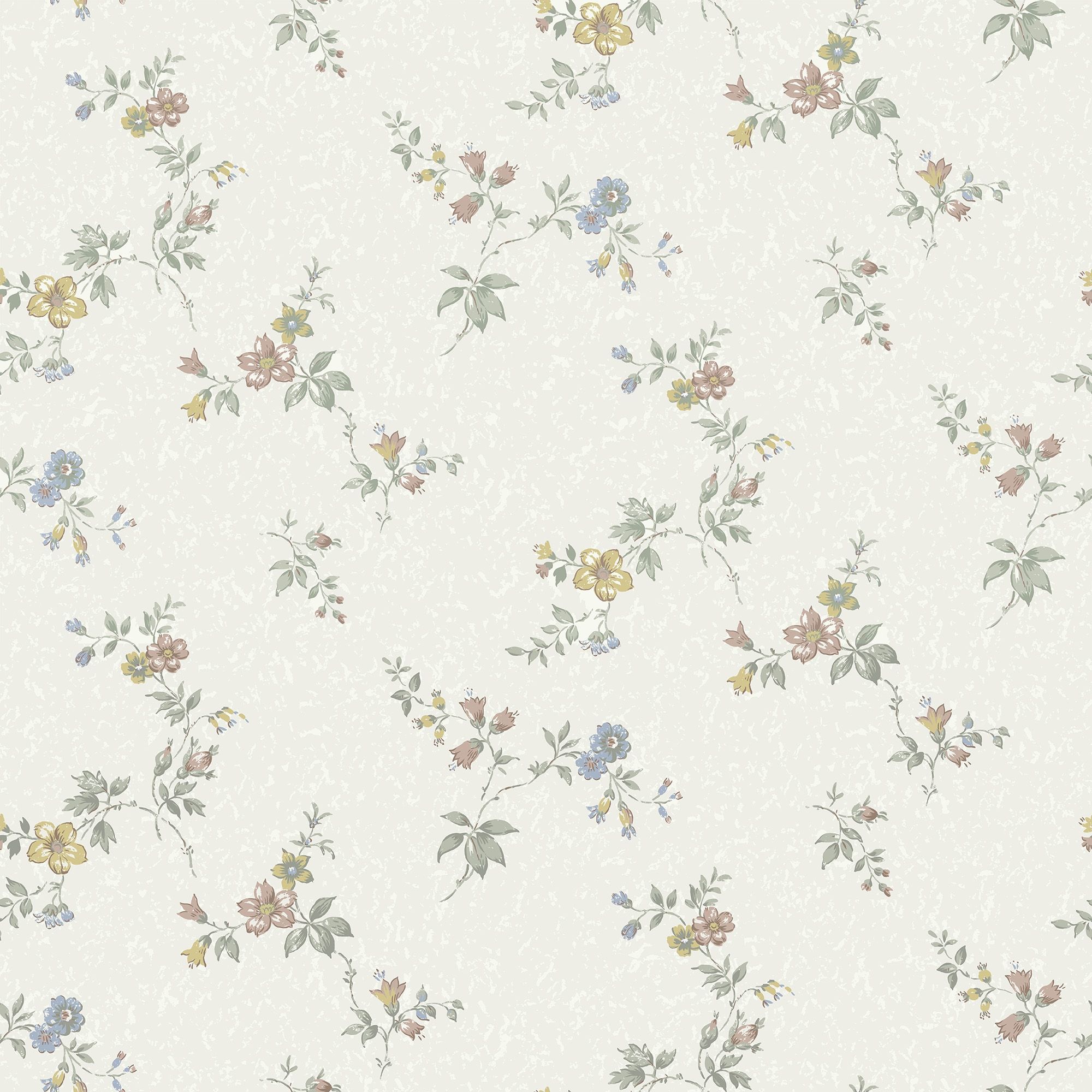 Kerstin vit tapet med blommigt mönster i vit. Från kollektionen Gammalsvenska klassiker 1850–1950. Nonwoven-material med rak passning.