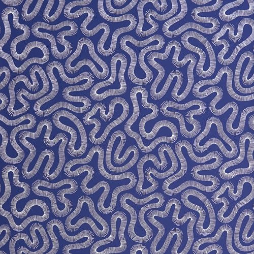 Coral Lapis tapet från Midbec med retro mönster i blå. Från kollektionen Pioneer. Nonwoven-material med förskjuten passning.