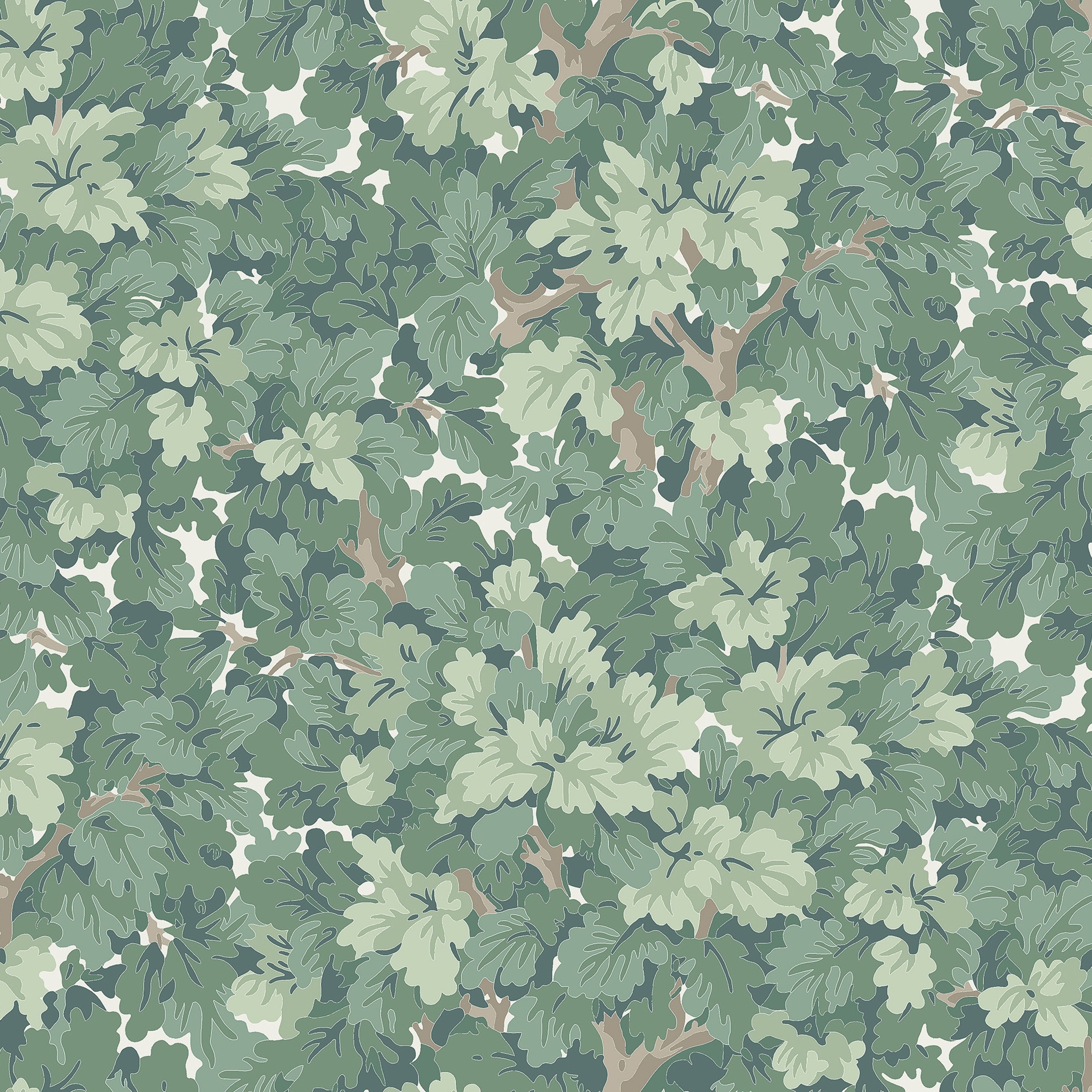 Lilla Dockekulla Grön tapet med botaniskt mönster i grön. Från kollektionen Gammalsvenska klassiker 1850–1950. Nonwoven-material med rak passning.