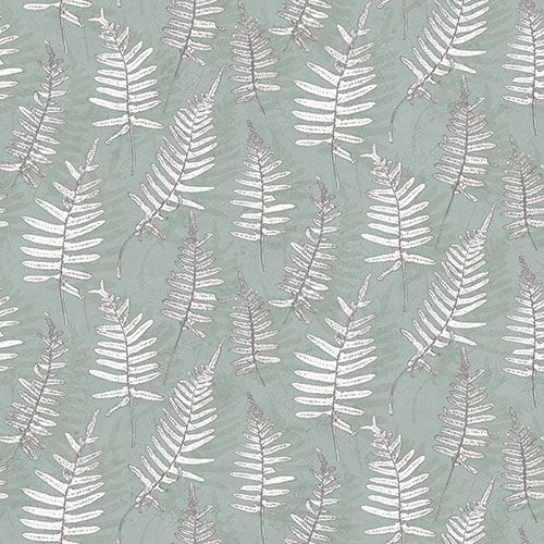 Stensöta tapet med botaniskt mönster i grön. Från kollektionen skogsgläntan. Nonwoven-material med rak passning. Passar i vardagsrum, sovrum och matsal.