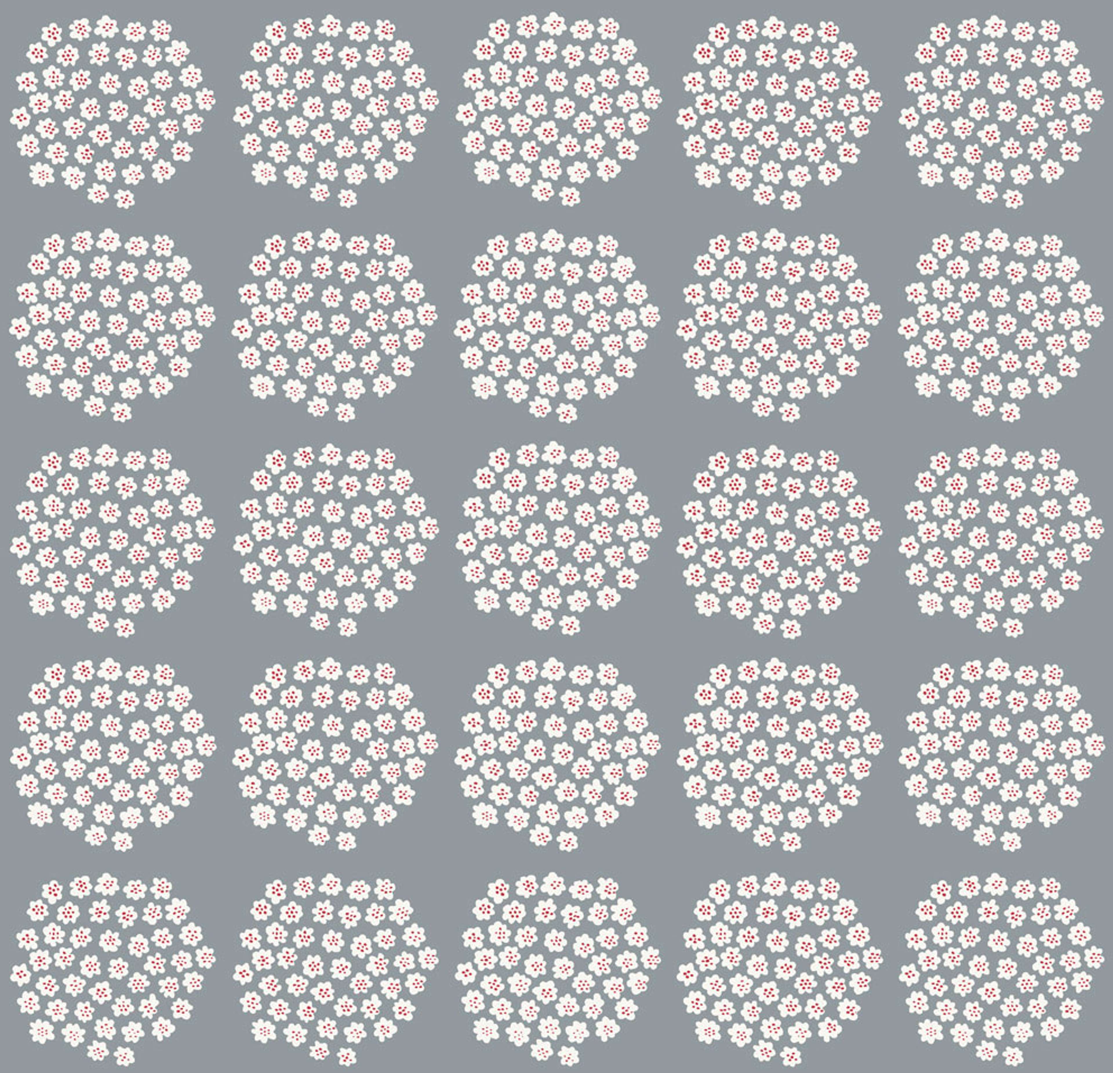 Puketti tapet med blommigt mönster i blå. Från kollektionen Marimekko 6. Nonwoven-material med rak passning.