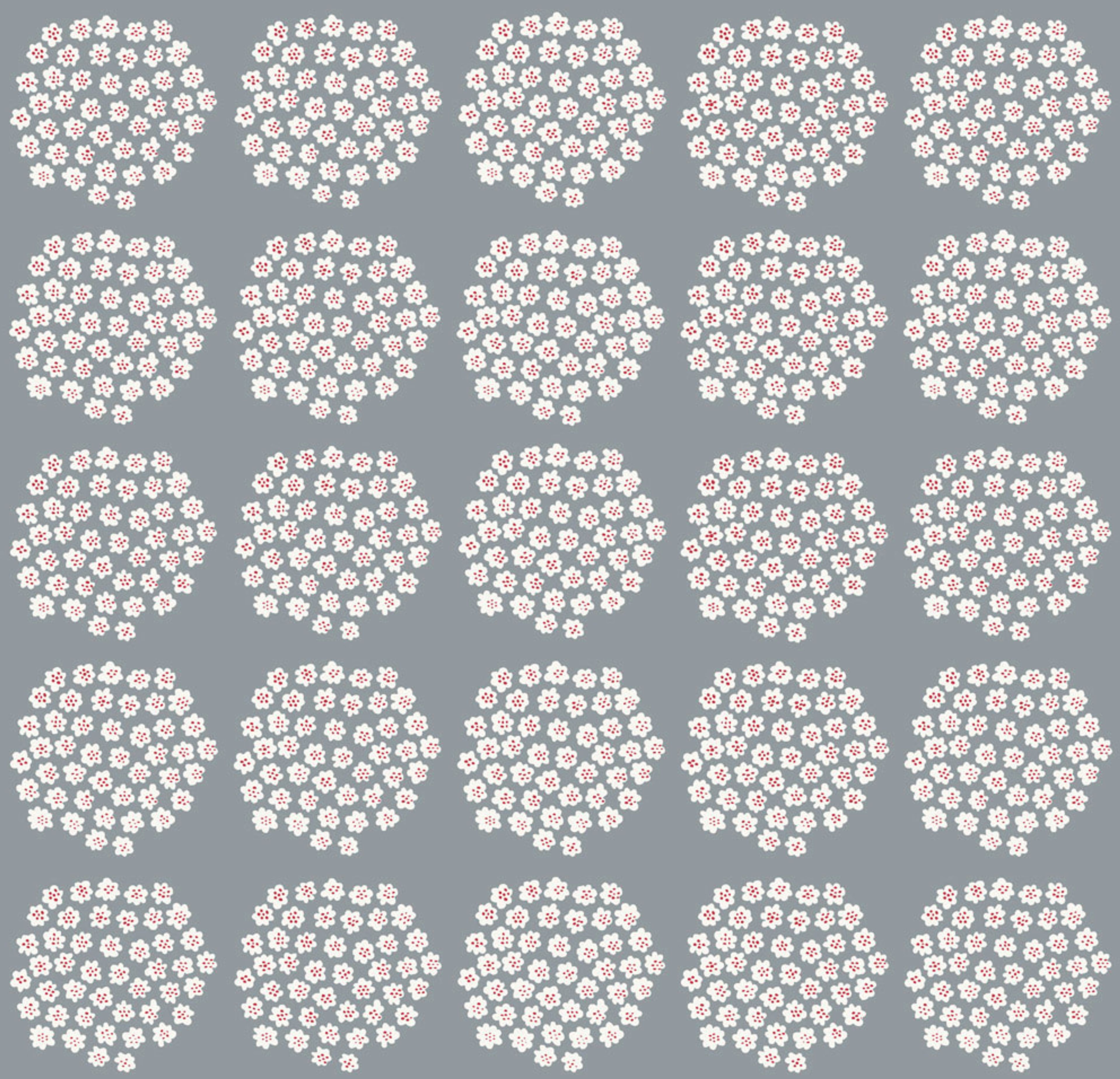Puketti tapet med blommigt mönster i blå. Från kollektionen Marimekko 6. Nonwoven-material med rak passning.